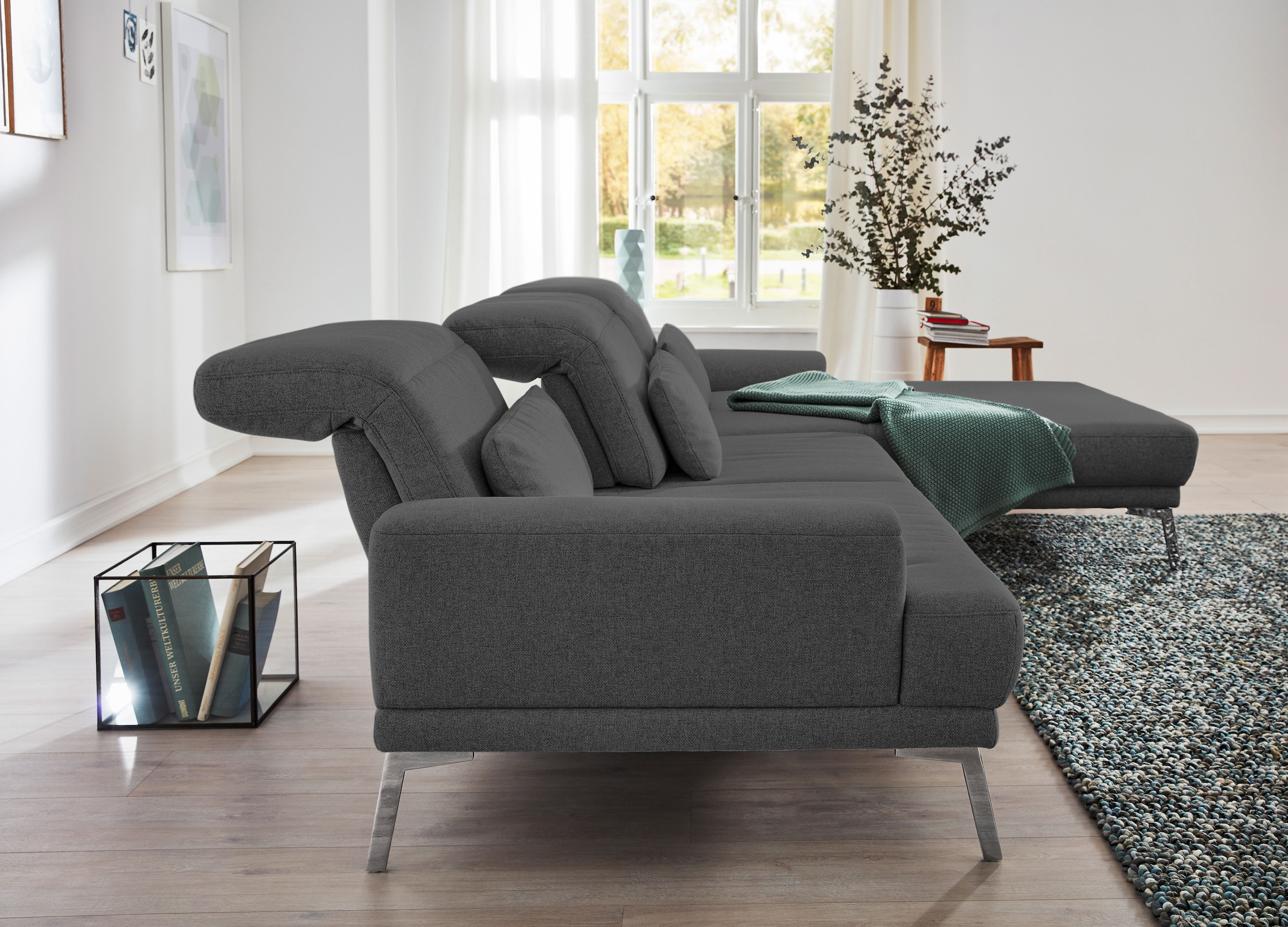 Musterring Ecksofa »MR 4580«, mit Kopf- und Sitztiefenverstellung, Metallfuß chrom, 288 x 193/220cm