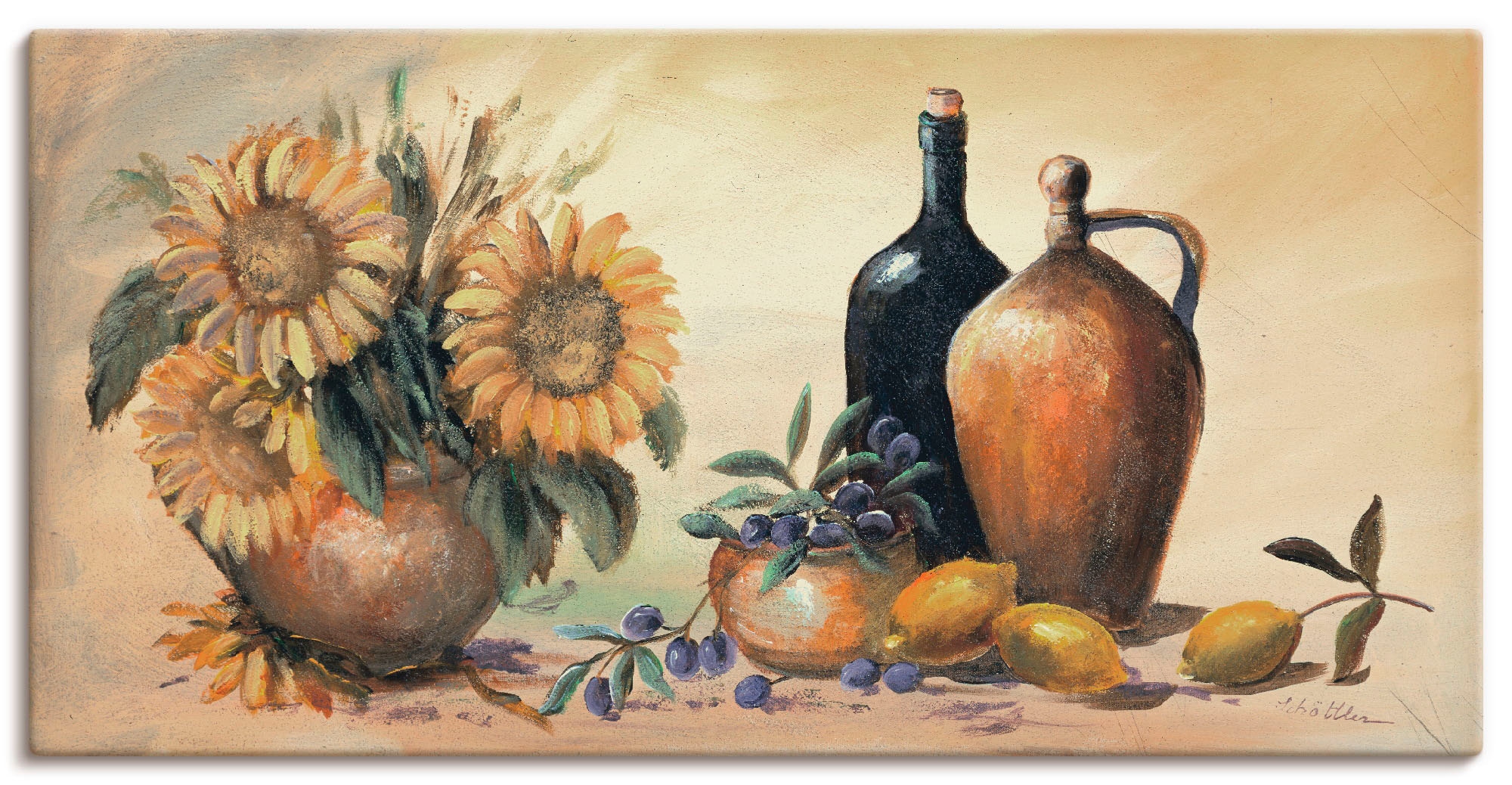 Artland Wandbild »Stillleben mit Sonnenblumen«, Vasen & Töpfe, (1 St.), als  Leinwandbild, Wandaufkleber oder Poster in versch. Größen bestellen | BAUR