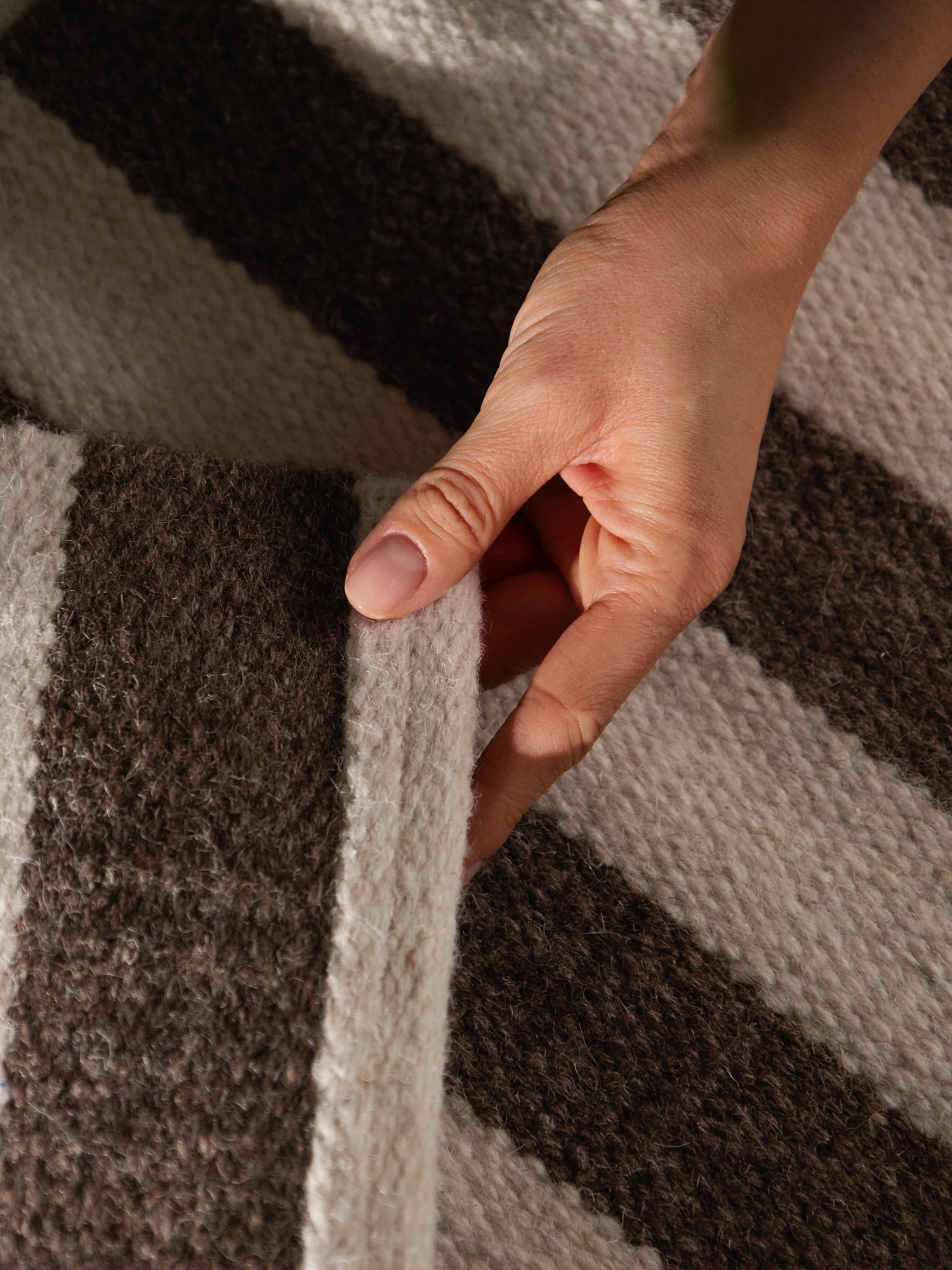 HANSE Home Wollteppich »Vika , schwarz-weiss« rechteckig 5 mm Höhe Handgewebt, Wolle, Natur, Läufer, Wohnzimmer, Schlafzimmer, Streifen