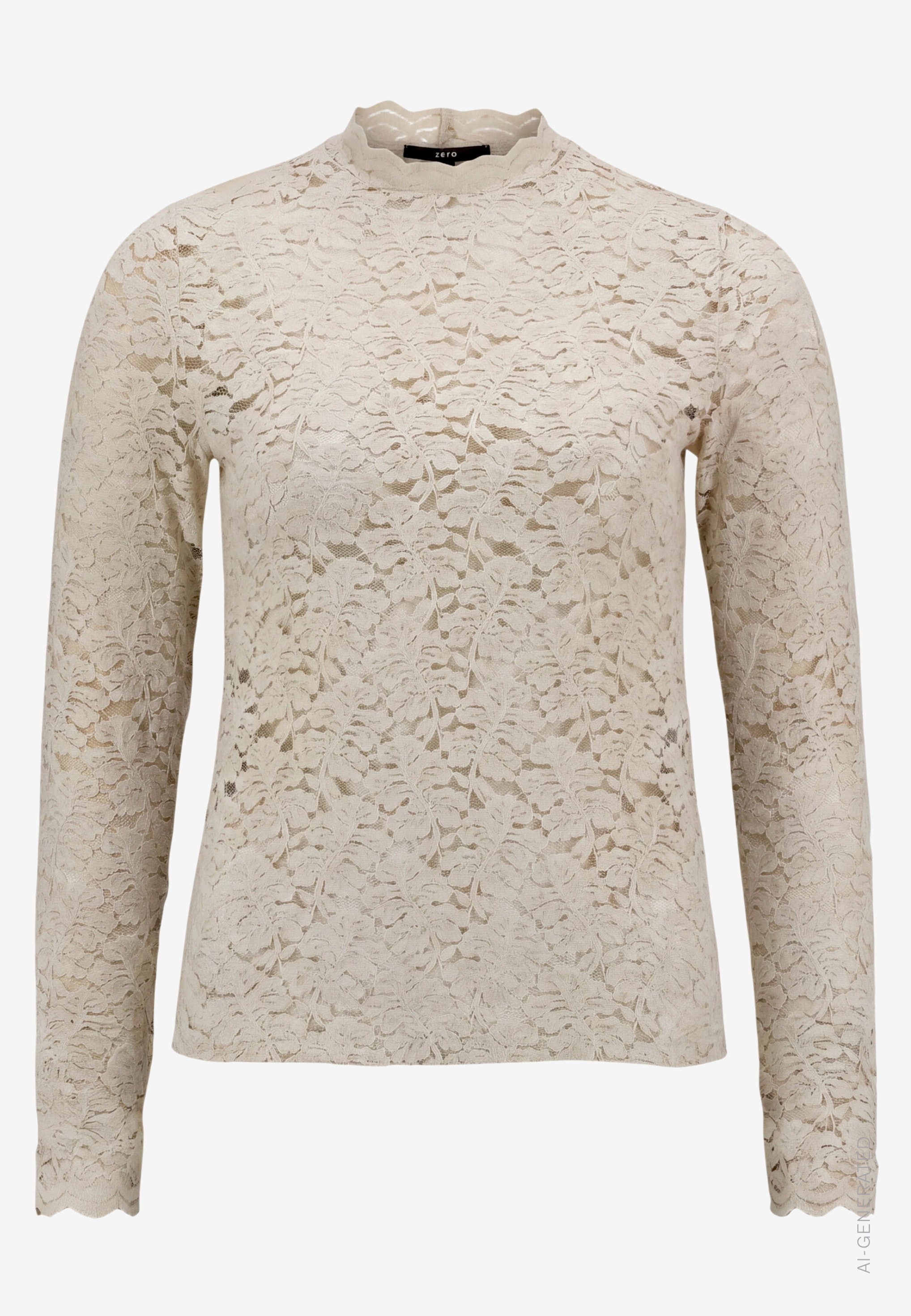 Zero Langarmshirt Spitzenshirt / transparent / Stretch