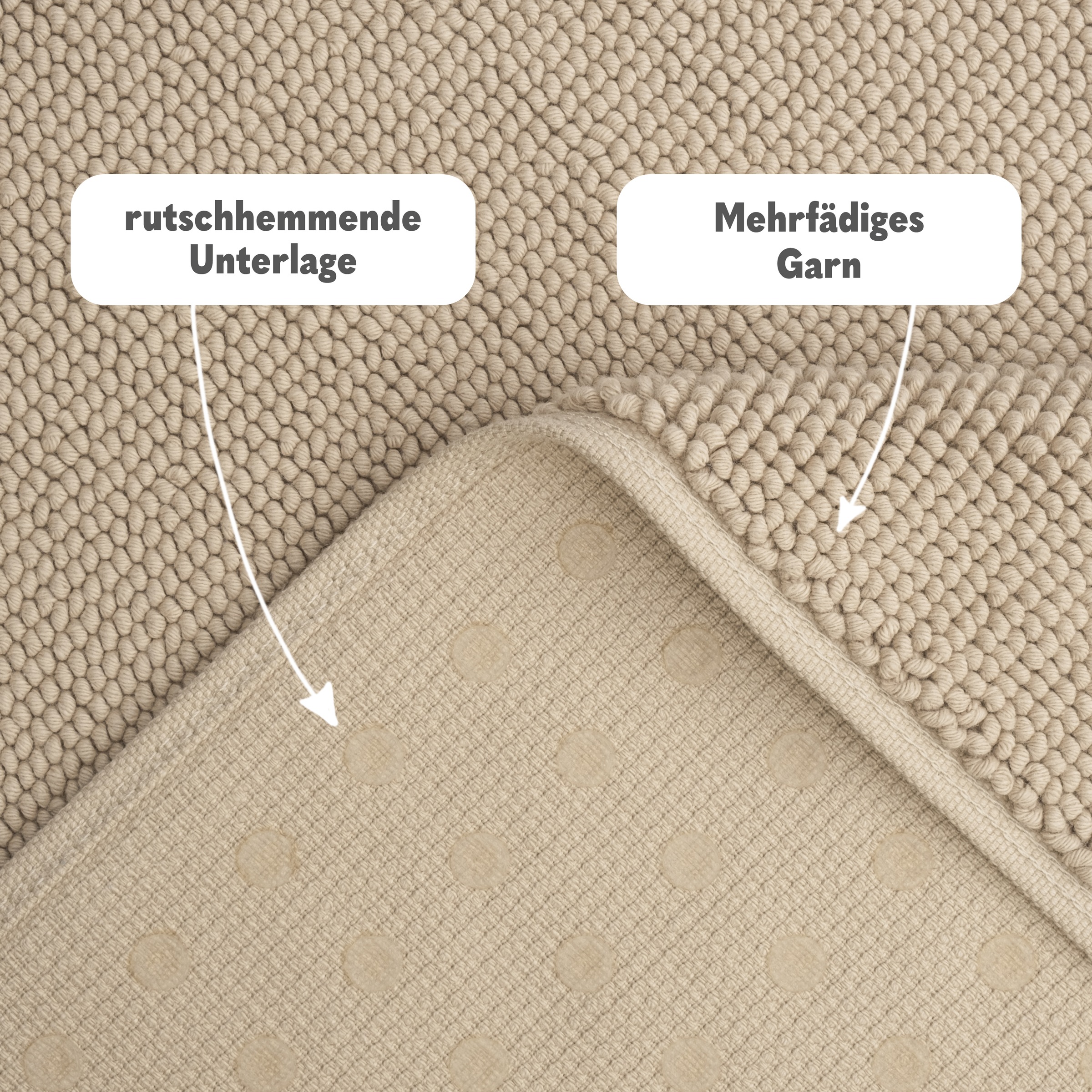 HAMMETEX Badematte »rutschfeste Badvorleger«, rutschhemmend beschichtet, strapazierfähig, einfarbig, 100% Baumwolle, in 2 Größen erhältlich