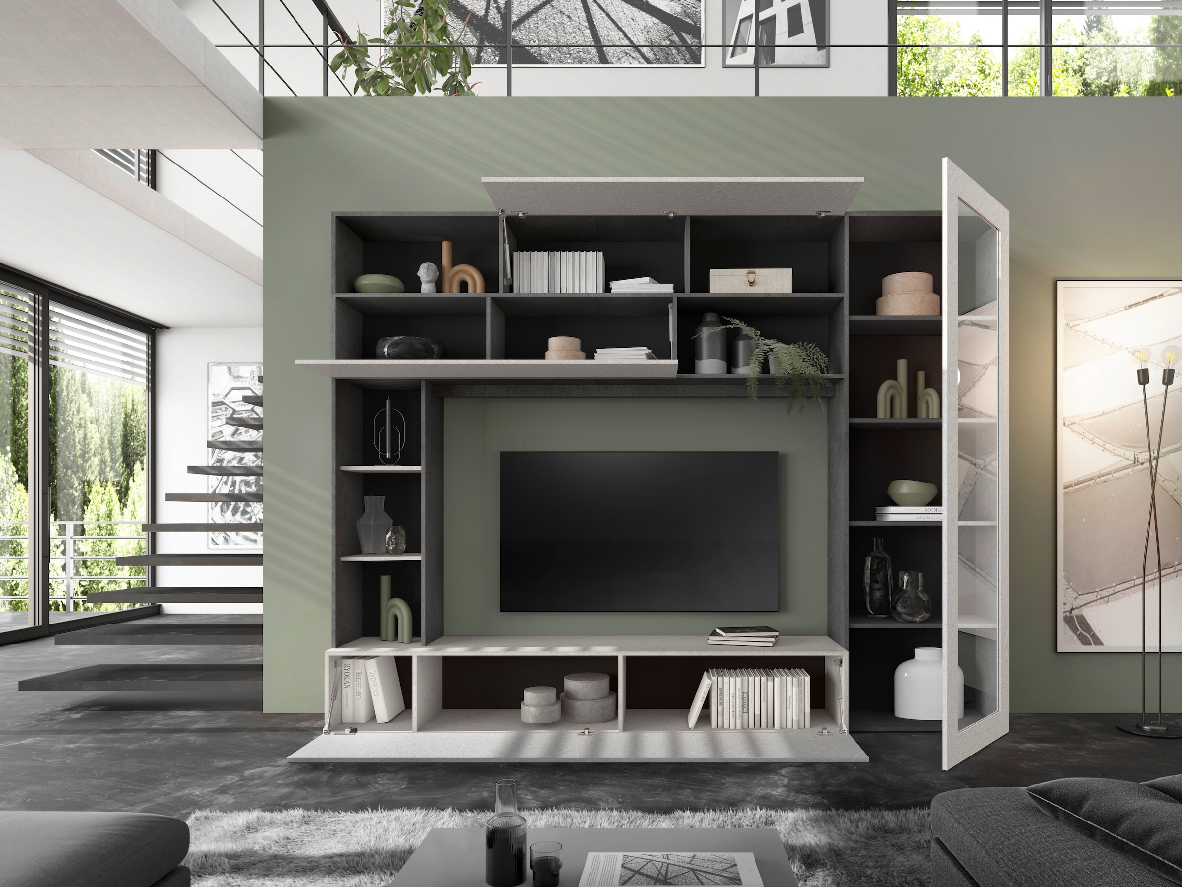 INOSIGN Wohnwand »PRATO, Breite 272 cm, Höhe 210 cm, Kompakt-Wohnwand,«, Mediawand, Schrankwand, moderne u. grifflose Optik, viel Stauraum