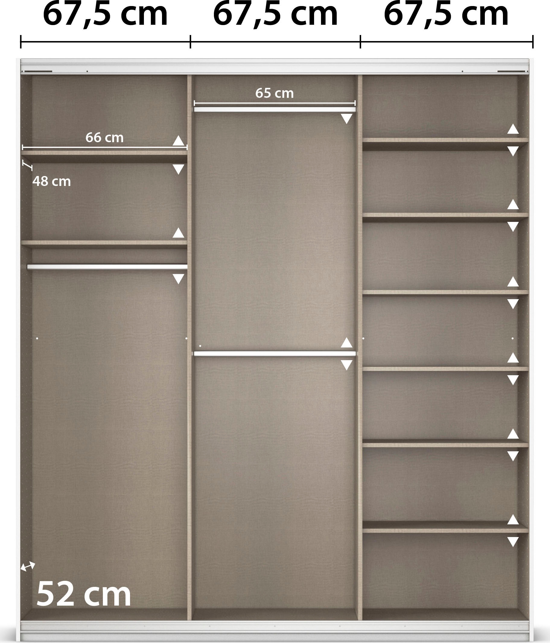 rauch Schwebetürenschrank »Kleiderschrank Kleiderschränke Schrank Garderobe AGORDO mit Glasfront«, durchdachte Innenausstattung, in 4 Breiten und 2 Höhen MADE IN GERMANY