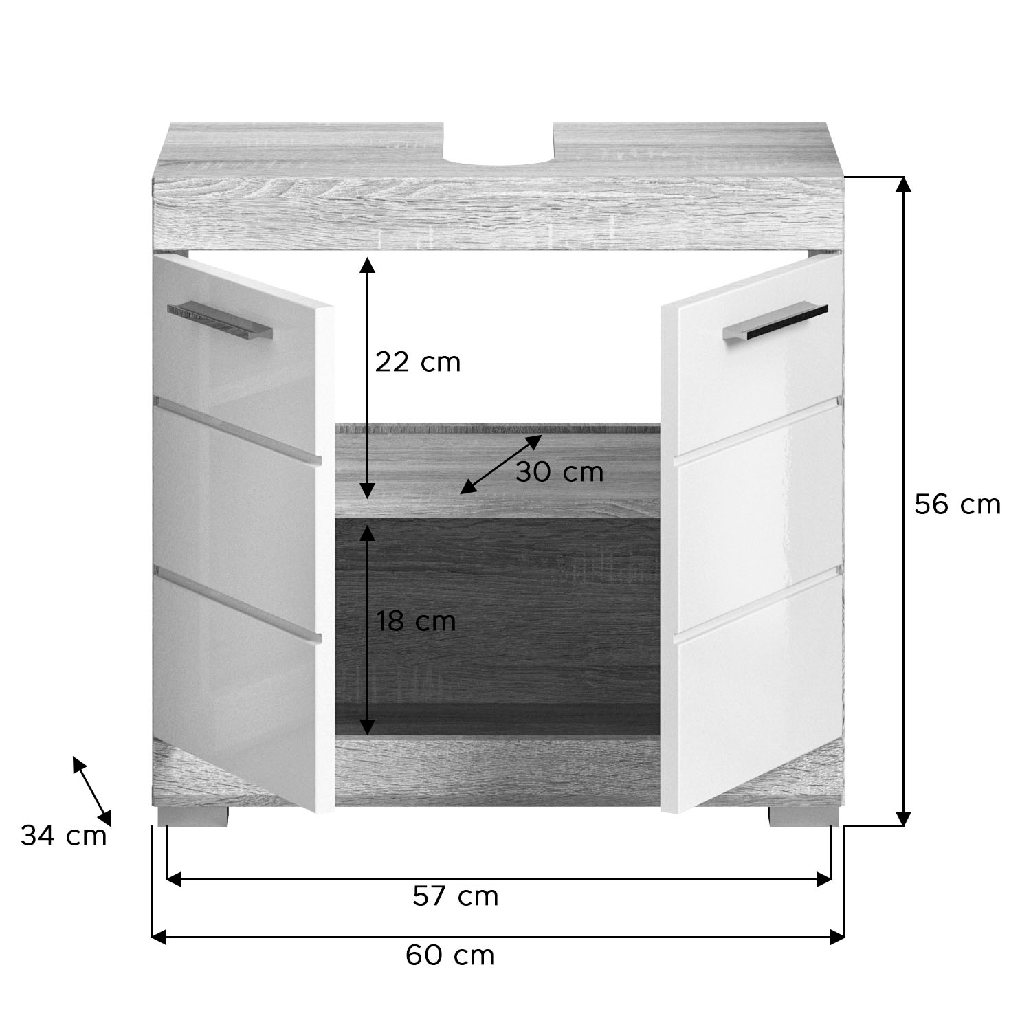 INOSIGN Waschbeckenunterschrank »Siena«, (1 St.), BAUR Badmöbel 60 cm Badschrank, Türen, 2 Breite 