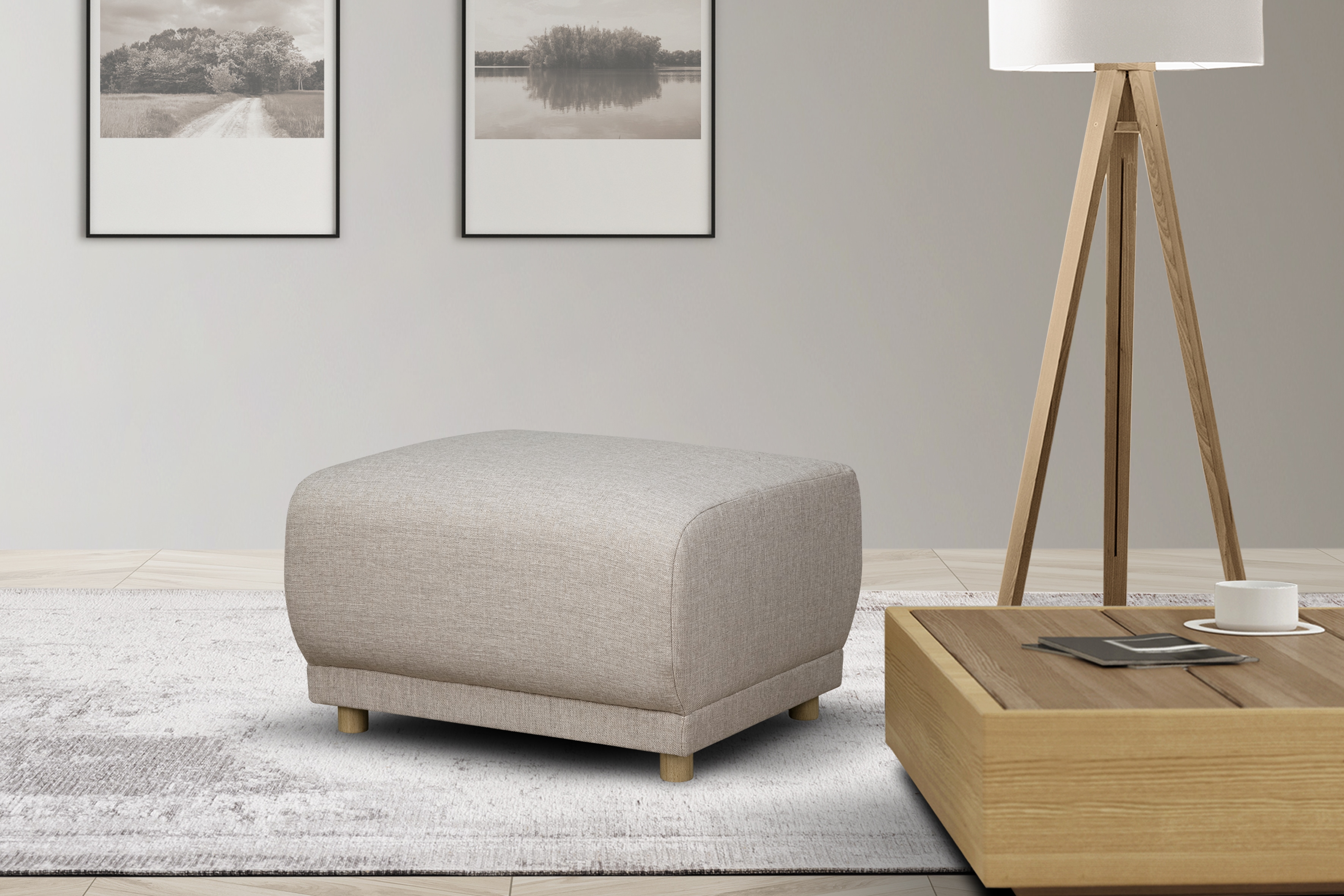 OTTO home Polsterhocker "LEMPS mit Wellenunterfederung, Maße B/T/H: 70/63/45 cm" passend zur Serie, in hochwertiger Verarbeitung