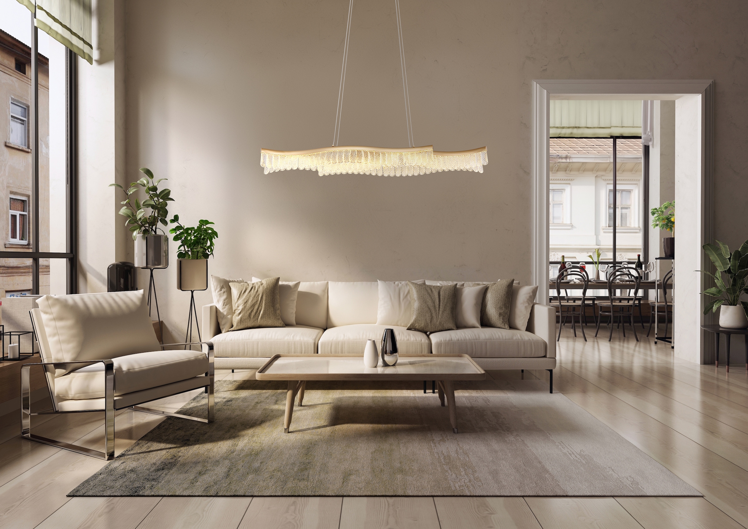 GLOBO LIGHTING LED Pendelleuchte »JULIET«, Leuchtmittel LED-Modul | LED fest integriert, Hängelampe/Hängeleuchte/Wohnzimmer/Esstisch/elegant