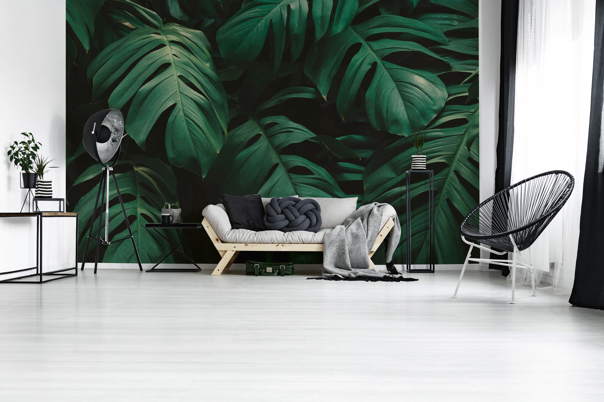 A.S. Création Vliestapete "Fototapete Monstera Blätter Dunkelgrün Tropisch" matt strukturiert