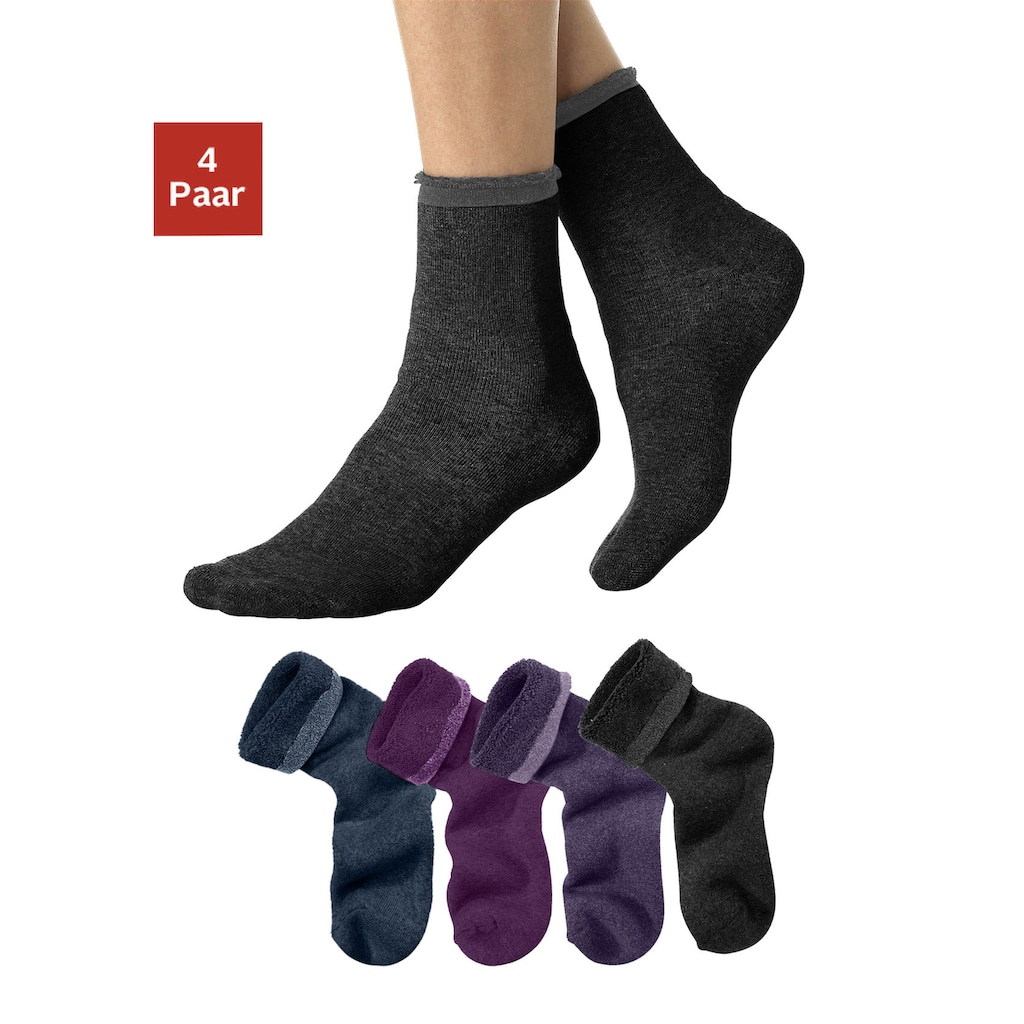 Lavana Kuschelsocken, (Set, 4 Paar), mit Innenfrottee