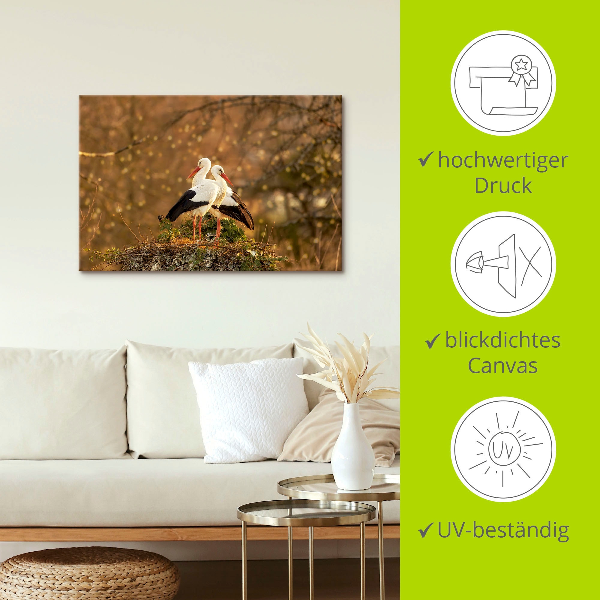 Artland Leinwandbild »Storchenpaar«, Vogelbilder, (1 St.), auf Keilrahmen gespannt