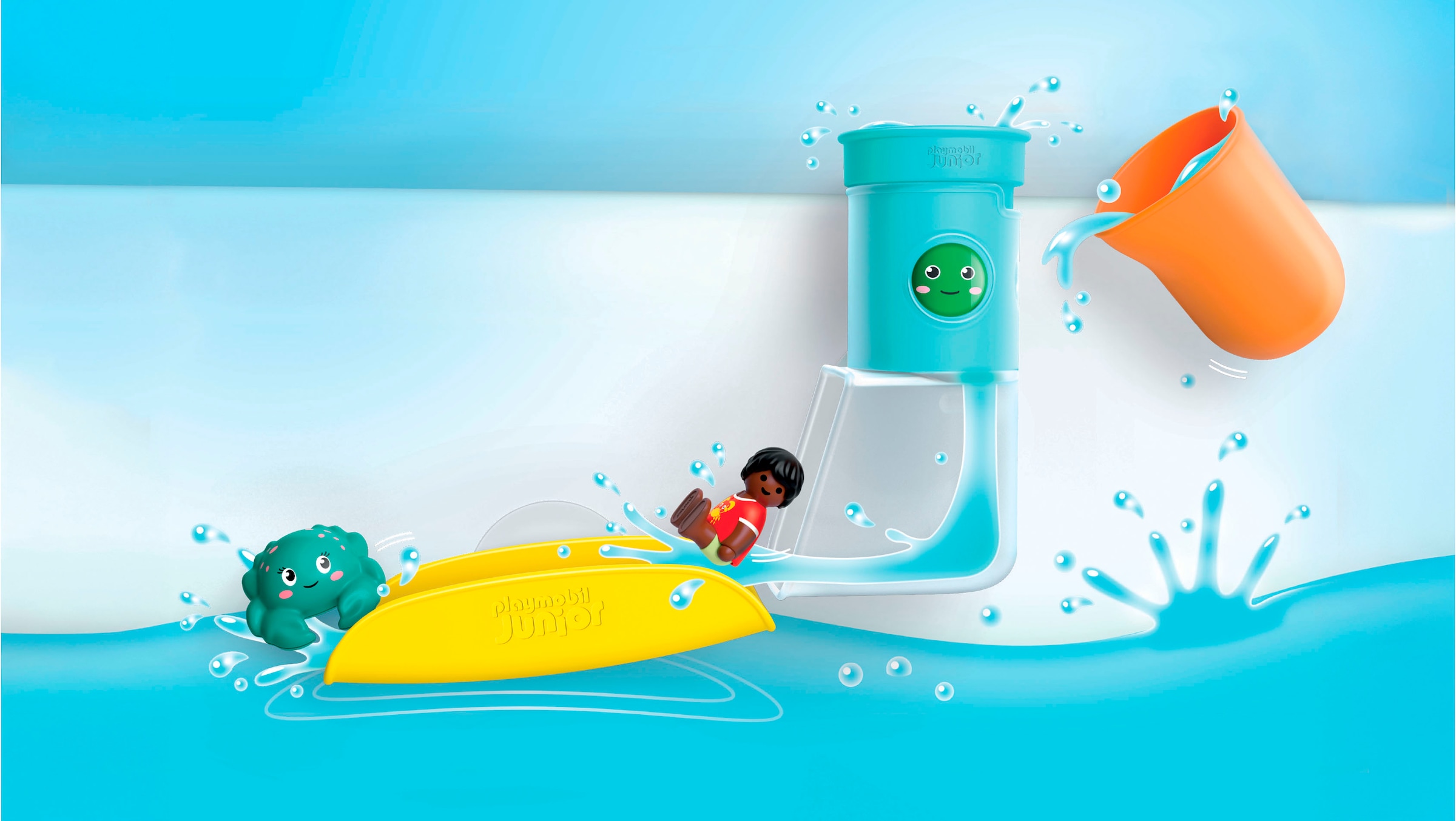 Playmobil® Konstruktions-Spielset »Wasserfalltank mit Rutsche (71775), Junior Aqua«, (8 St.), Badespielzeug; Made in Europe