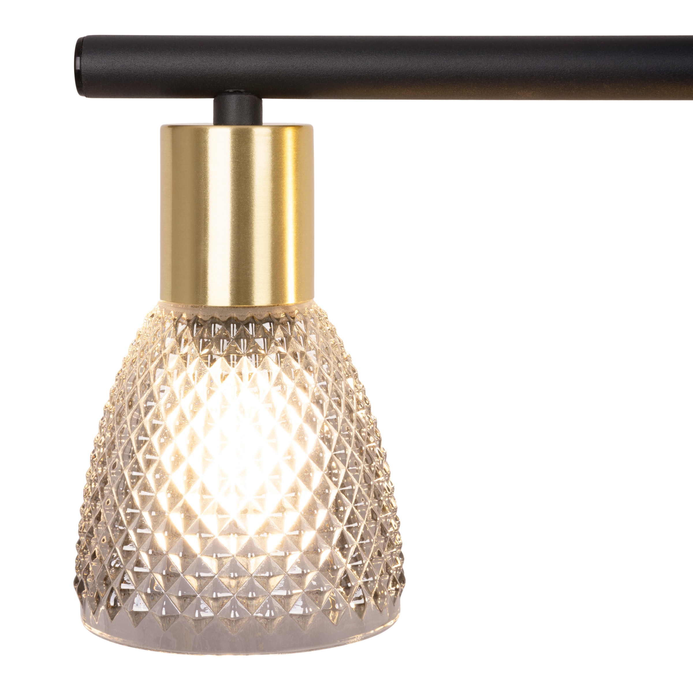 näve Pendelleuchte »Lindita« E14 1 Stk. 5er Spot Gegenzug, Relief-Glasschirm smokey, Gestell messing matt, E14