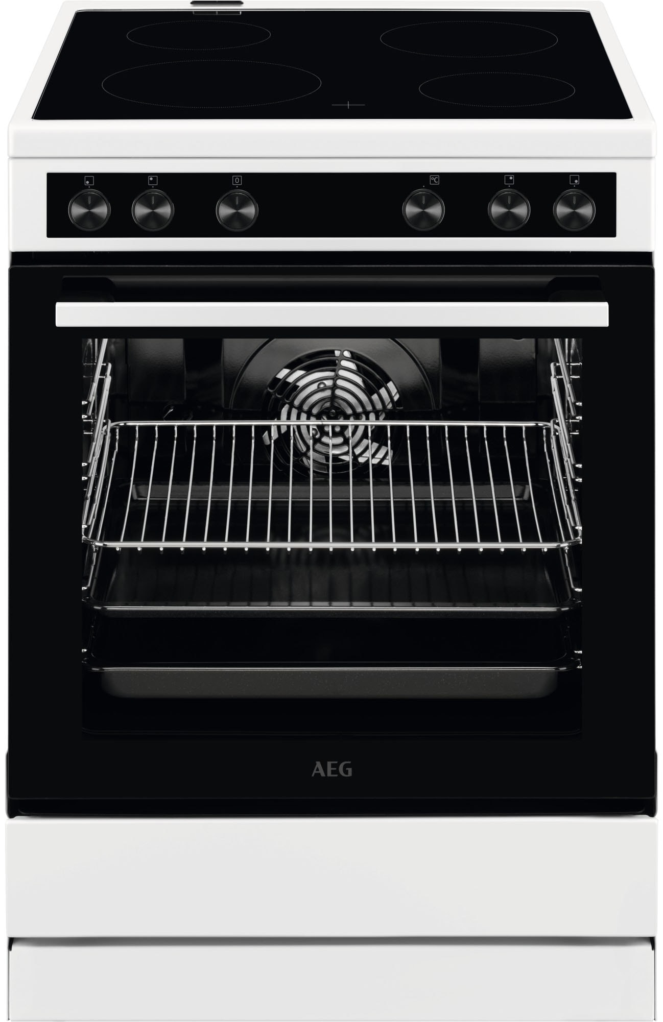 AEG Elektro-Standherd "CCB6206ABW", weiß, Herdsets, XXL-Garraum, Aqua-Reinigung,7 Programme,Restwärmeanzeige, inkl Zubehör