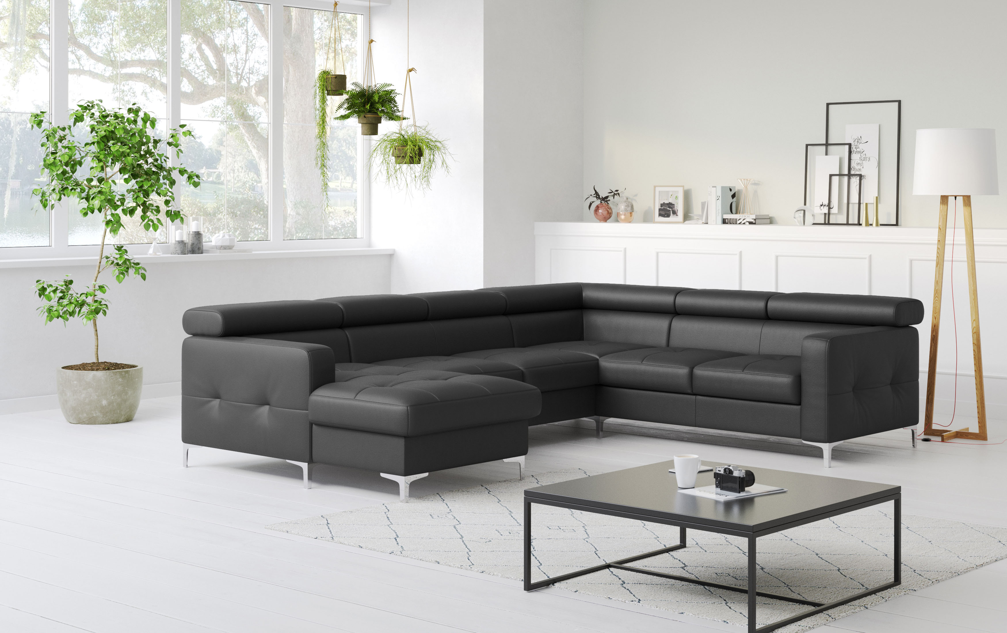 COTTA Wohnlandschaft "Sammy U-Form, B: 304 cm" Kopfteilverstellung, optional Schlaffunktion & Bettkasten