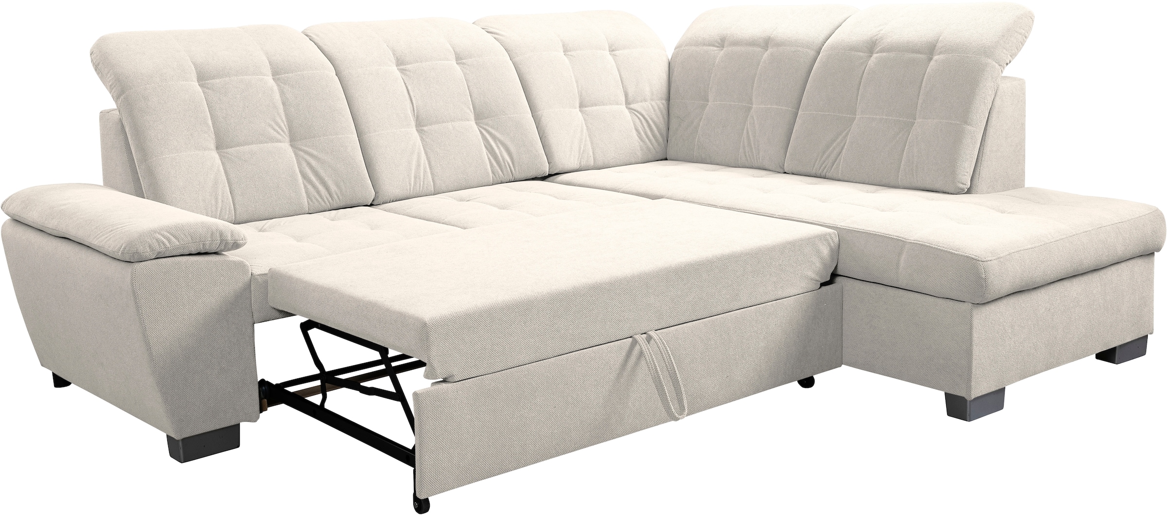 WERK2 Ecksofa »Bonny inkl. Kopfteilverstellung, Bettfunktion, Stauraum, Breite 265cm« Komfortwunder mit Schlaffunktion, verstellbarem Kopfteil & Stauraum.