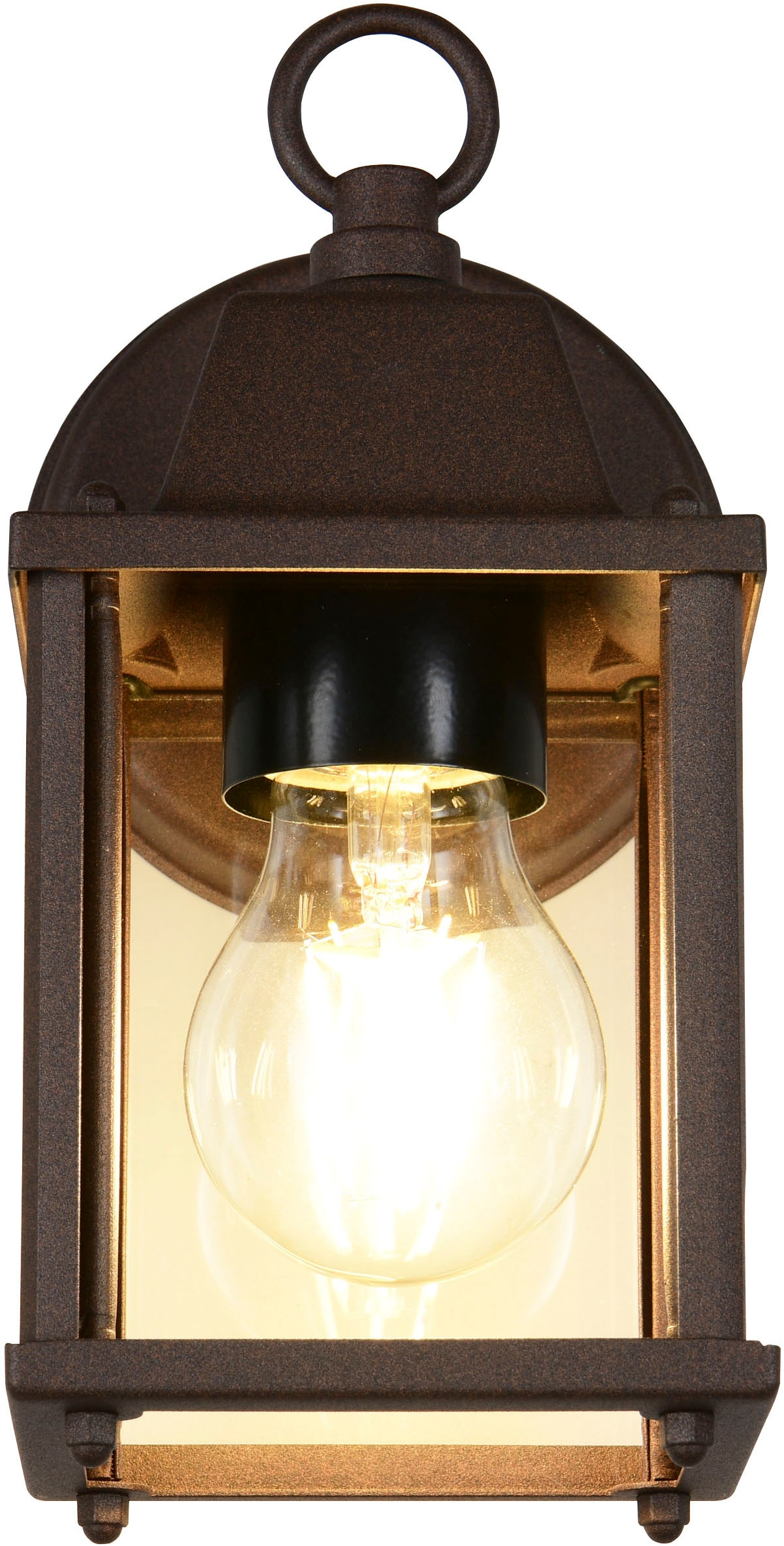 TRIO Leuchten Außen-Wandleuchte »MIRANDE, Hauswand Leuchte Laterne mit Glasschirm, exkl 1x E27 max 40W«, 1 flammig, Leuchtmittel E27 | Leuchtmittel wechselbar, IP23, Outdoor Wandlampe für wechselbare Leuchtmittel Höhe 23cm