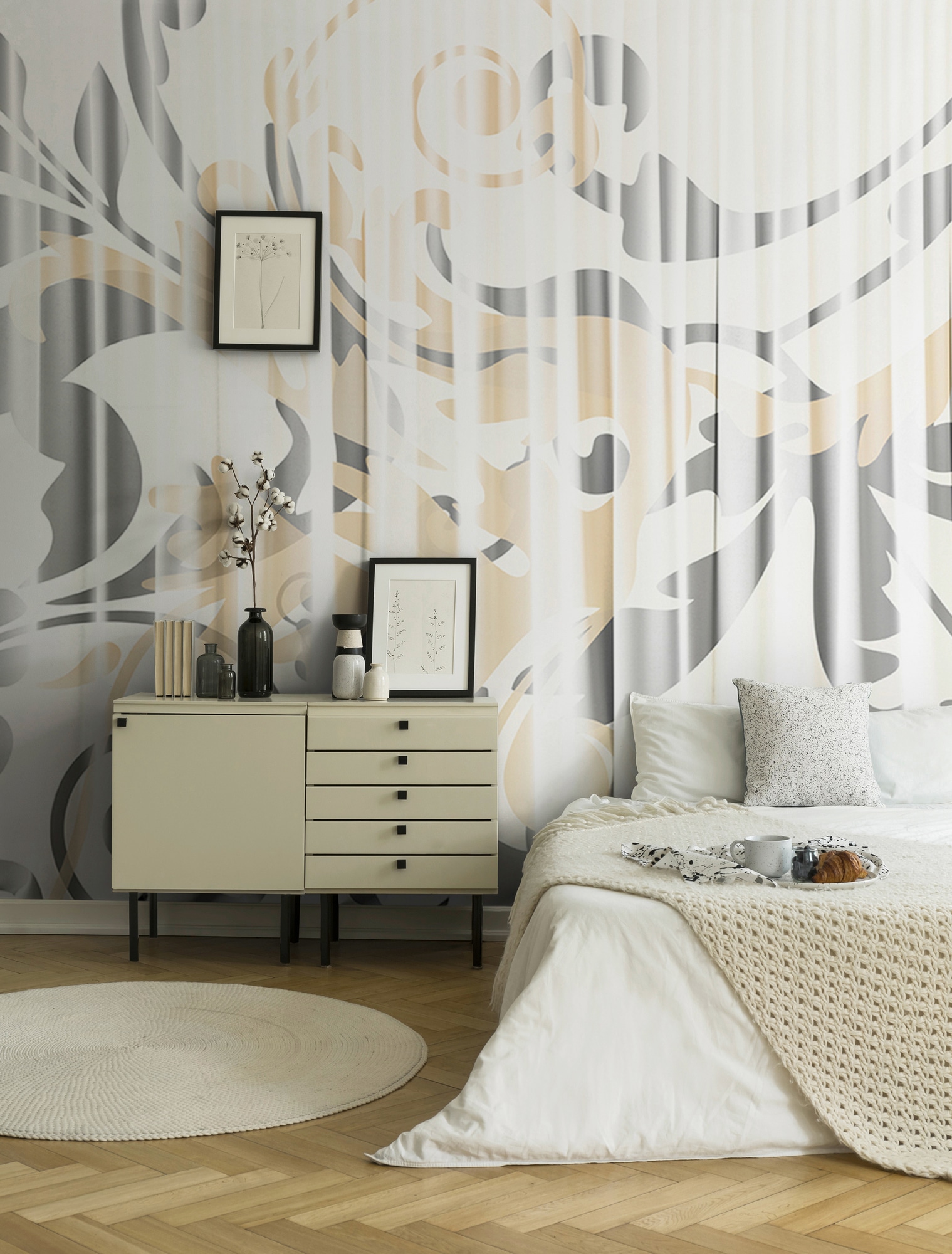 Architects Paper Fototapete »Atelier 47 Curtain White 1«, 3D-Optik-floral, Vlies, Wand, Schräge, Decke