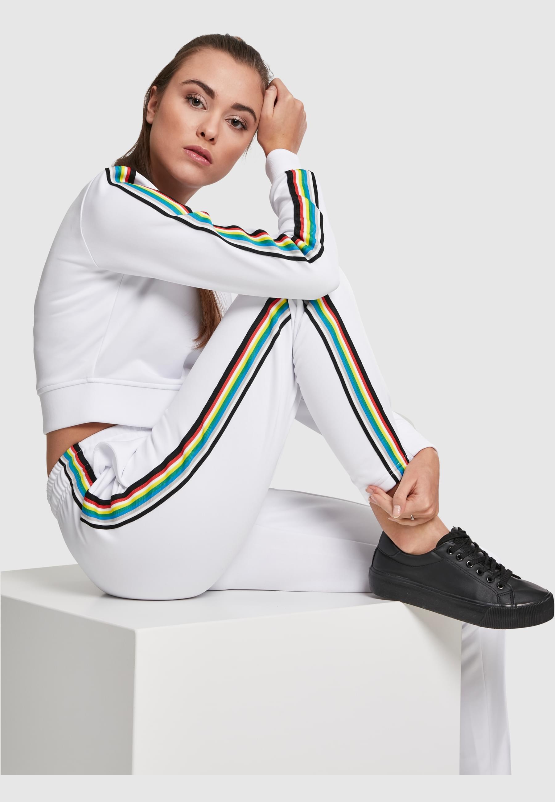 URBAN CLASSICS Sweatshirt »Urban Classics Damen Ladies Multicolor Taped Sleeve Crewneck«, (1 tlg.)