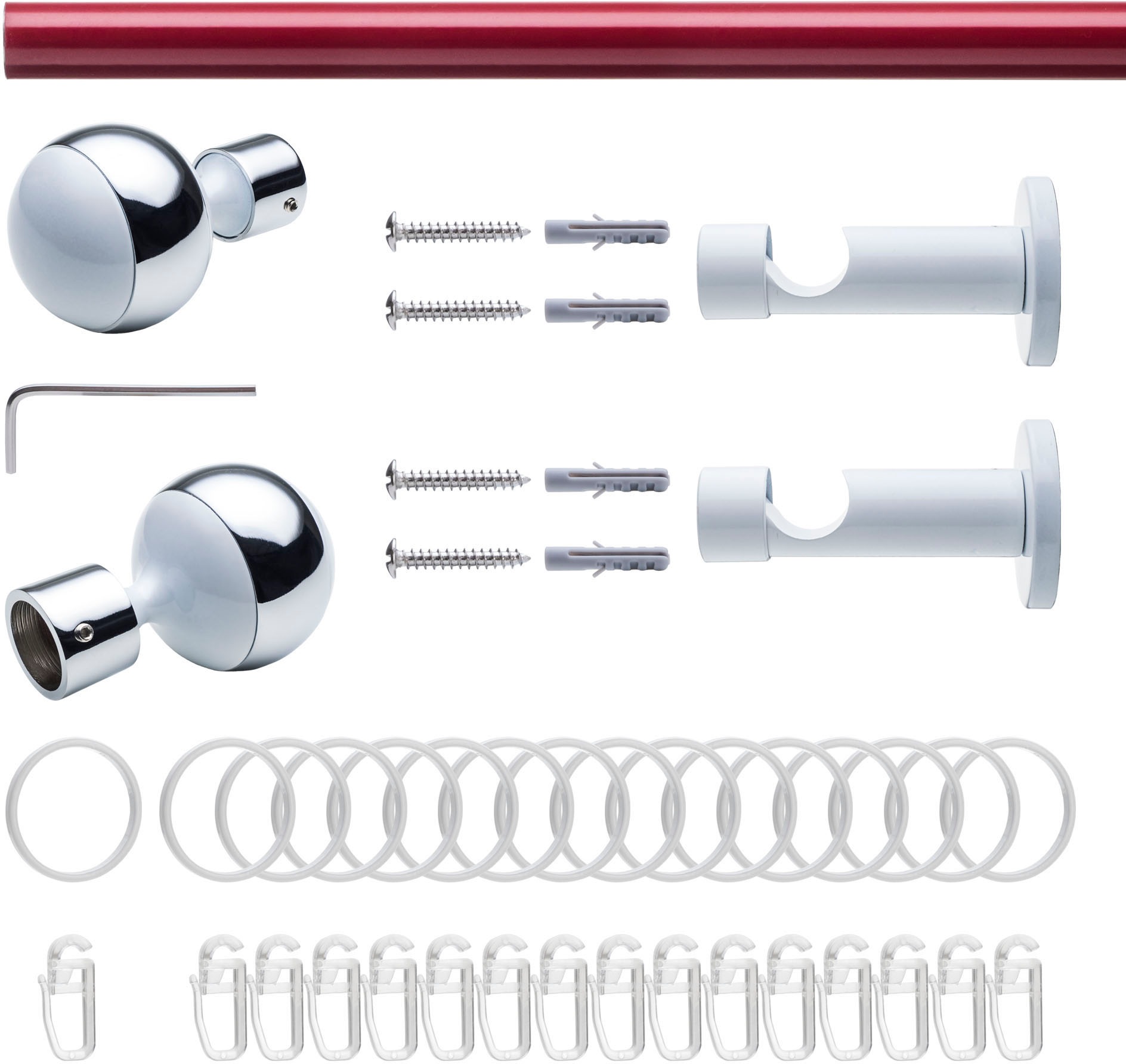 Liedeco Gardinenstange "Fertigstilgarnitur 20 mm Power Celebration Kugel mi günstig online kaufen