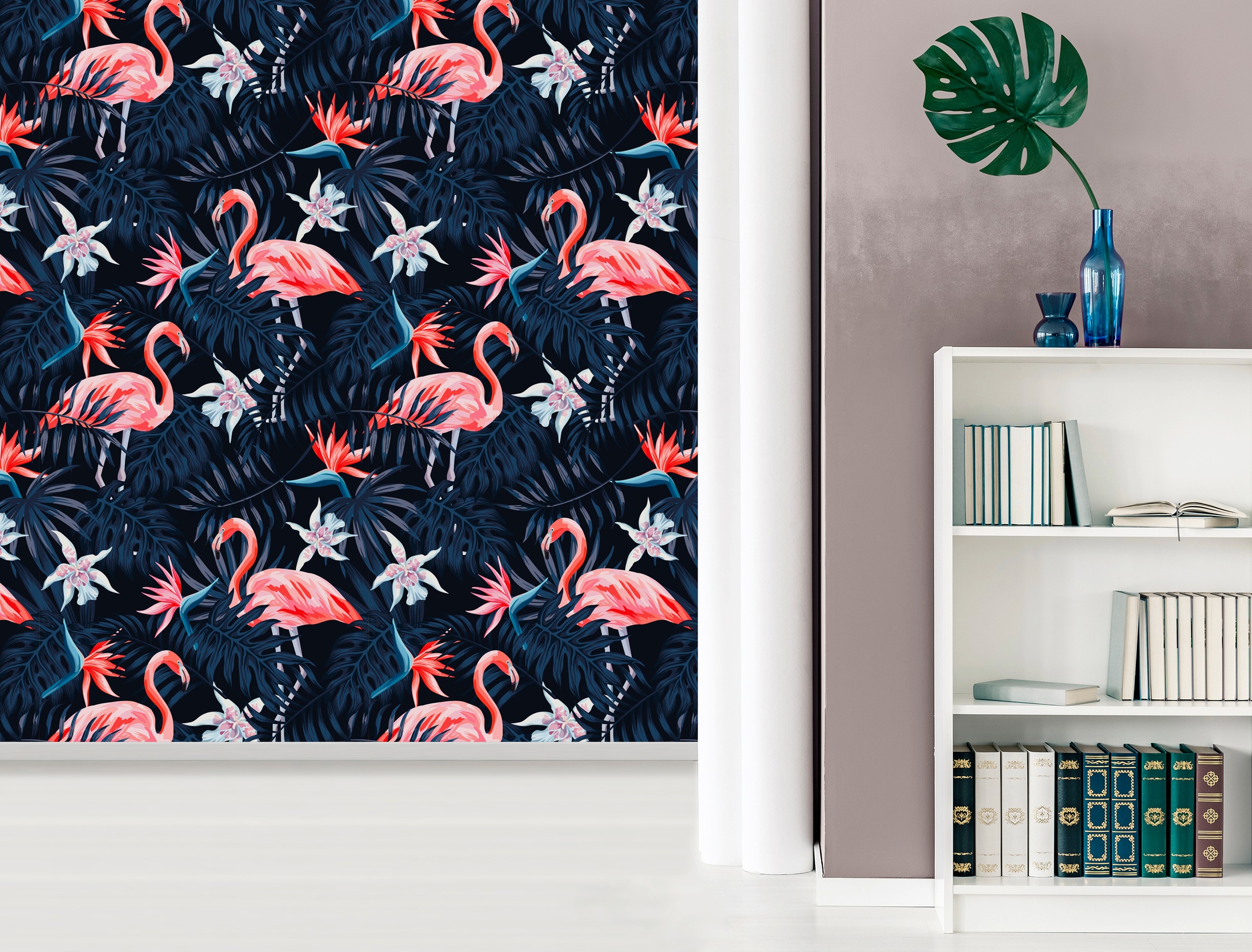 queence Vinyltapete »Maris«, bedruckt-Motiv-botanisch-floral-gemustert-natürlich, 90x250cm, selbstklebend, kinderleichte Anbringung, Sticker