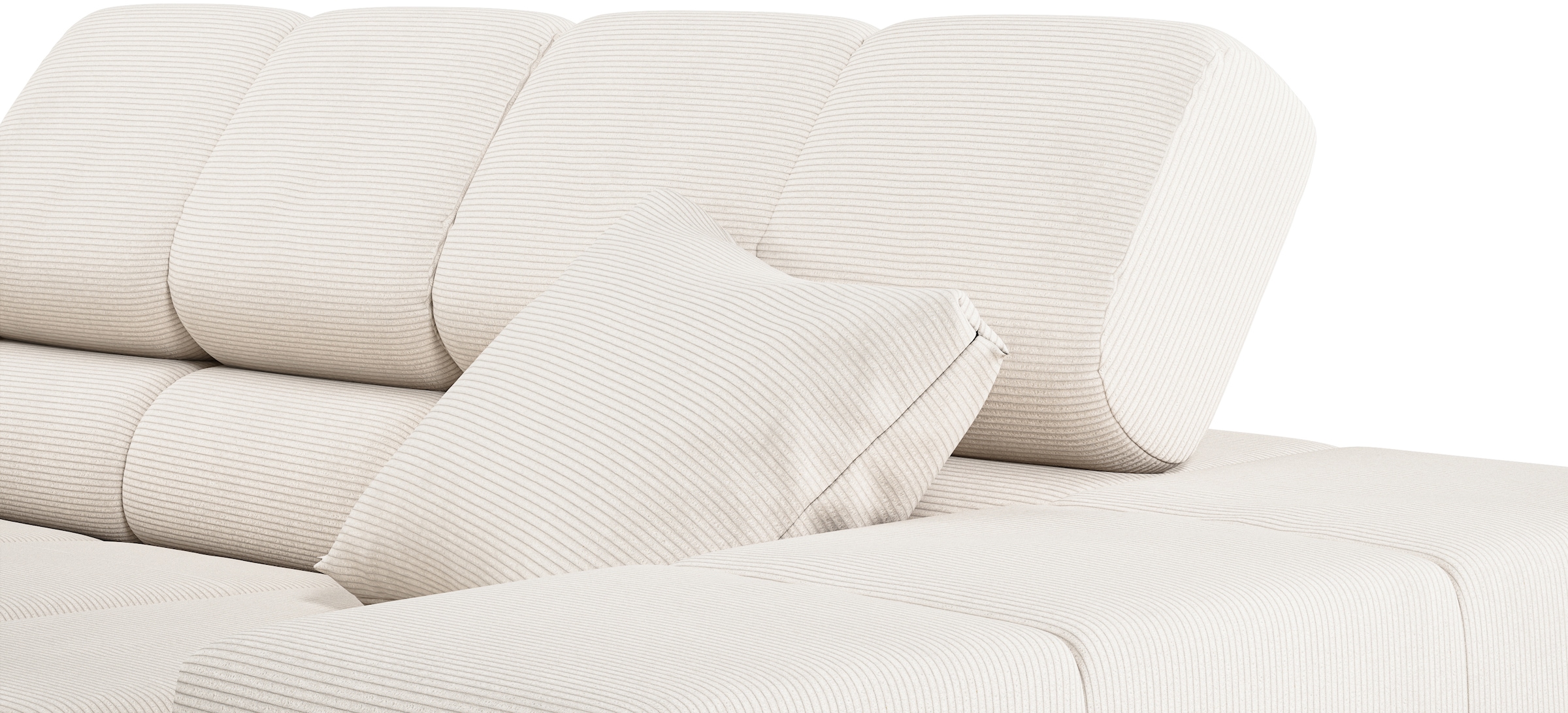 INOSIGN Ecksofa »Ancona incl. Kopfteilverstellung, Zierkissen Breite 319cm, L-Form«, wahlweise motorische Sitztiefenverstellung, auch in Cord + Easy Care