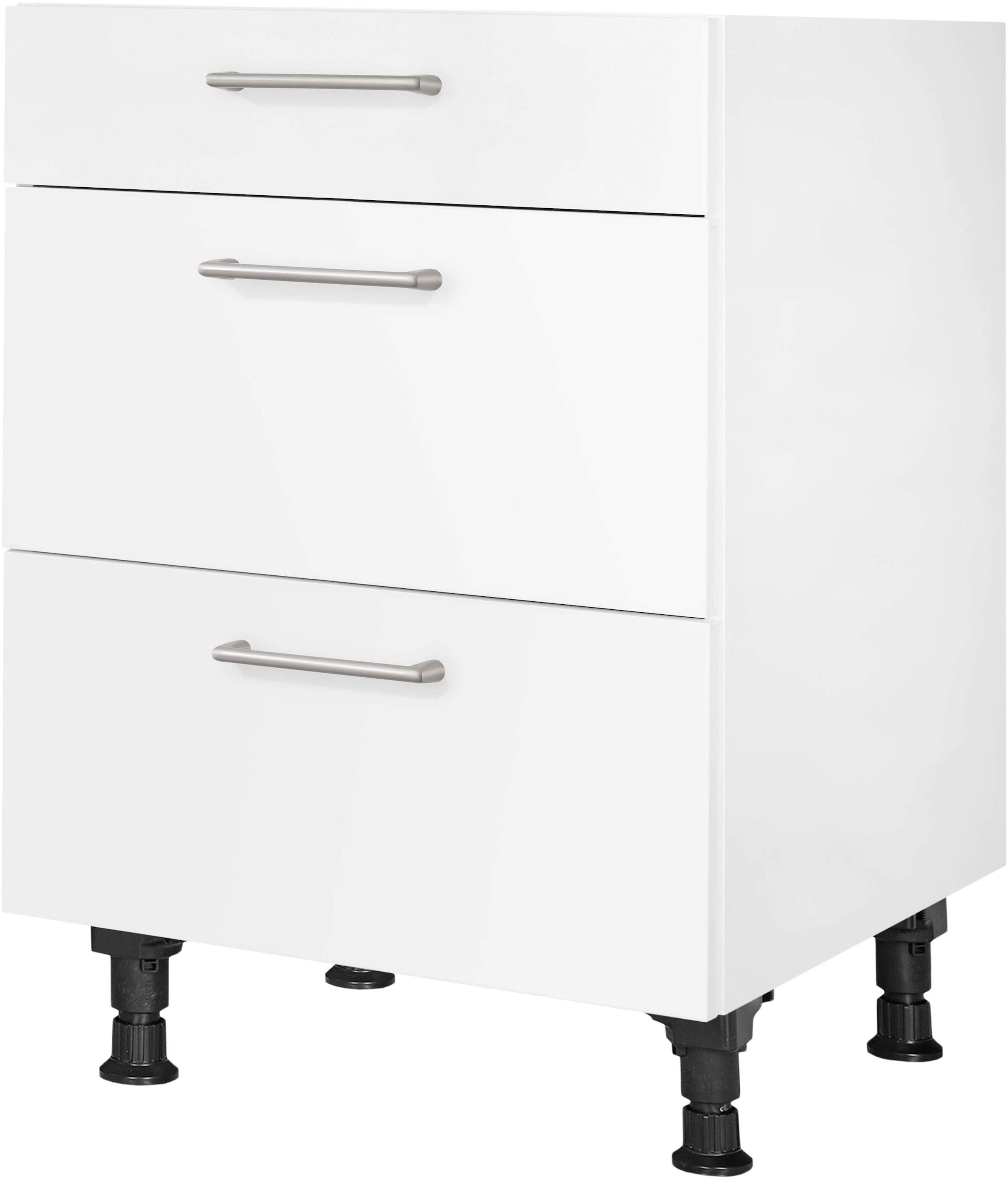 Unterschrank NOBILIA, B:60cm H:87cm T:58,3cmfront: alpinweiß, korpus: alpinweiß, Küche, Schränke, ""Laser", vormontiert, mit höhenverstellbaren