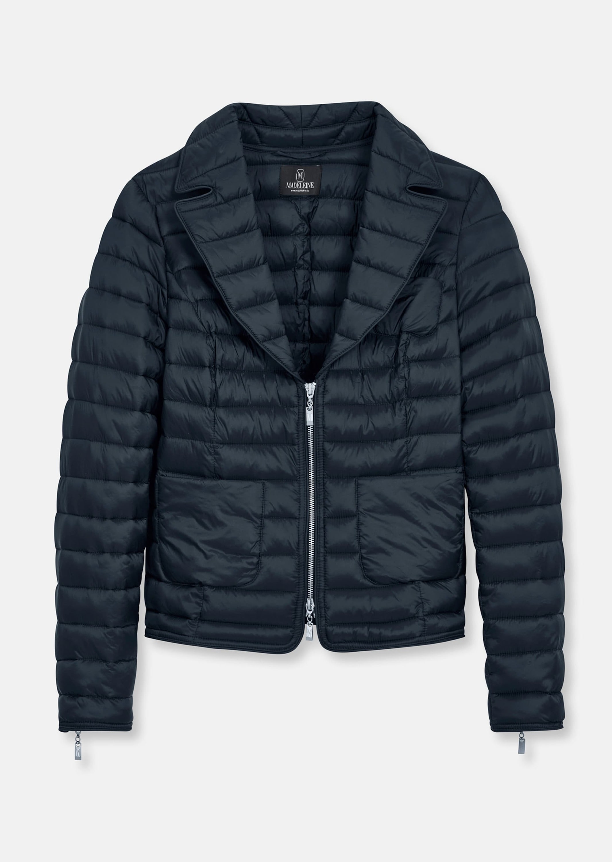 Steppjacke MADELEINE "Steppjacke Wattierte Damenjacke mit sportivem Touch", Damen, Gr. 42, blau (marine), Obermaterial: 100% Polyamid PA., Modern, normal, Jacken Steppjacke, Zweiwege-Reissverschluß