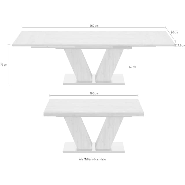 Mäusbacher Esstisch »Komfort D«, mit V-Gestell in asteichefarben und mit  Auszug, Breite 160-260 cm kaufen | BAUR