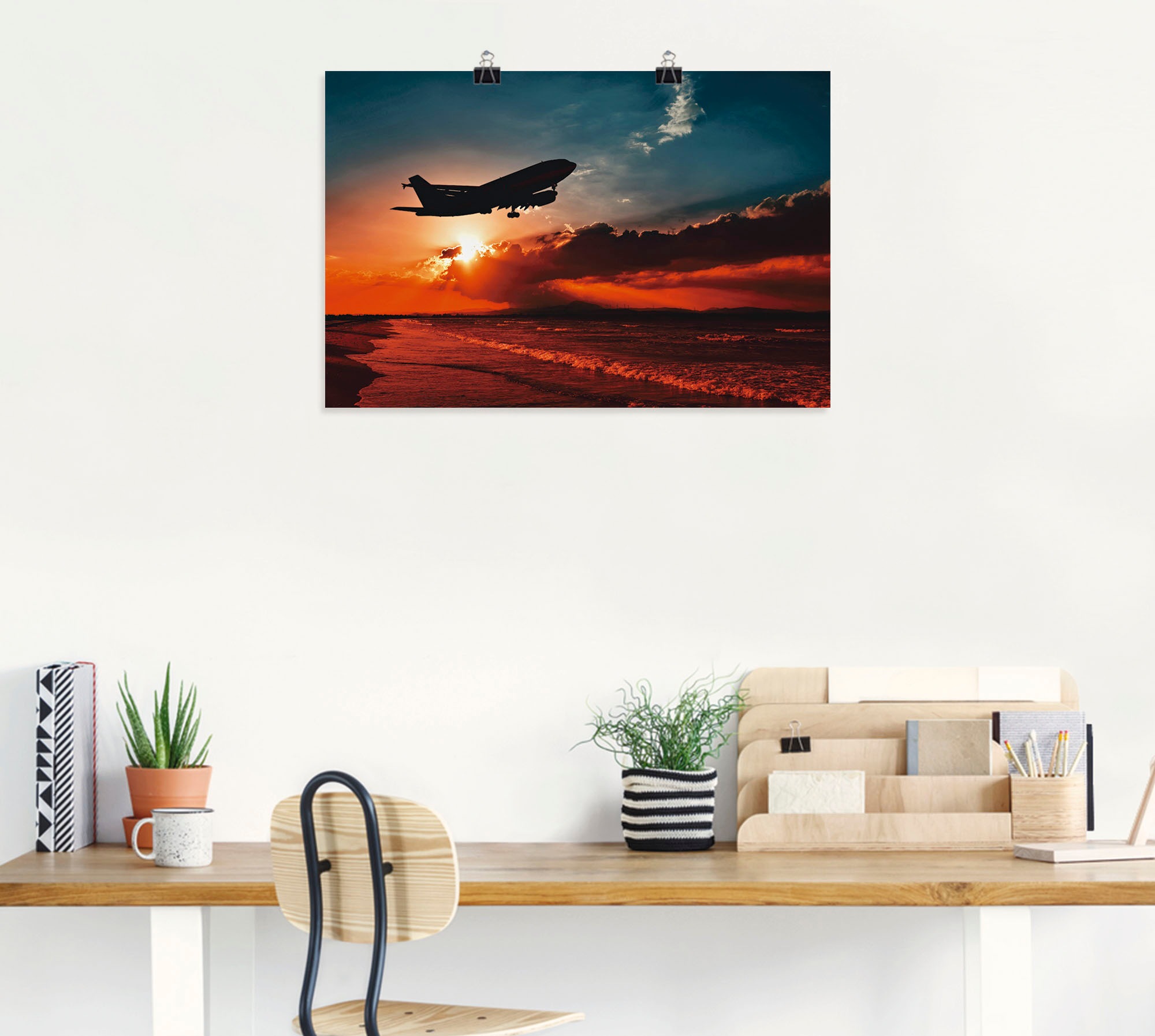 Artland Poster "Startendes Linienflugzeug am Abendhimmel", Flugzeuge & Heli günstig online kaufen