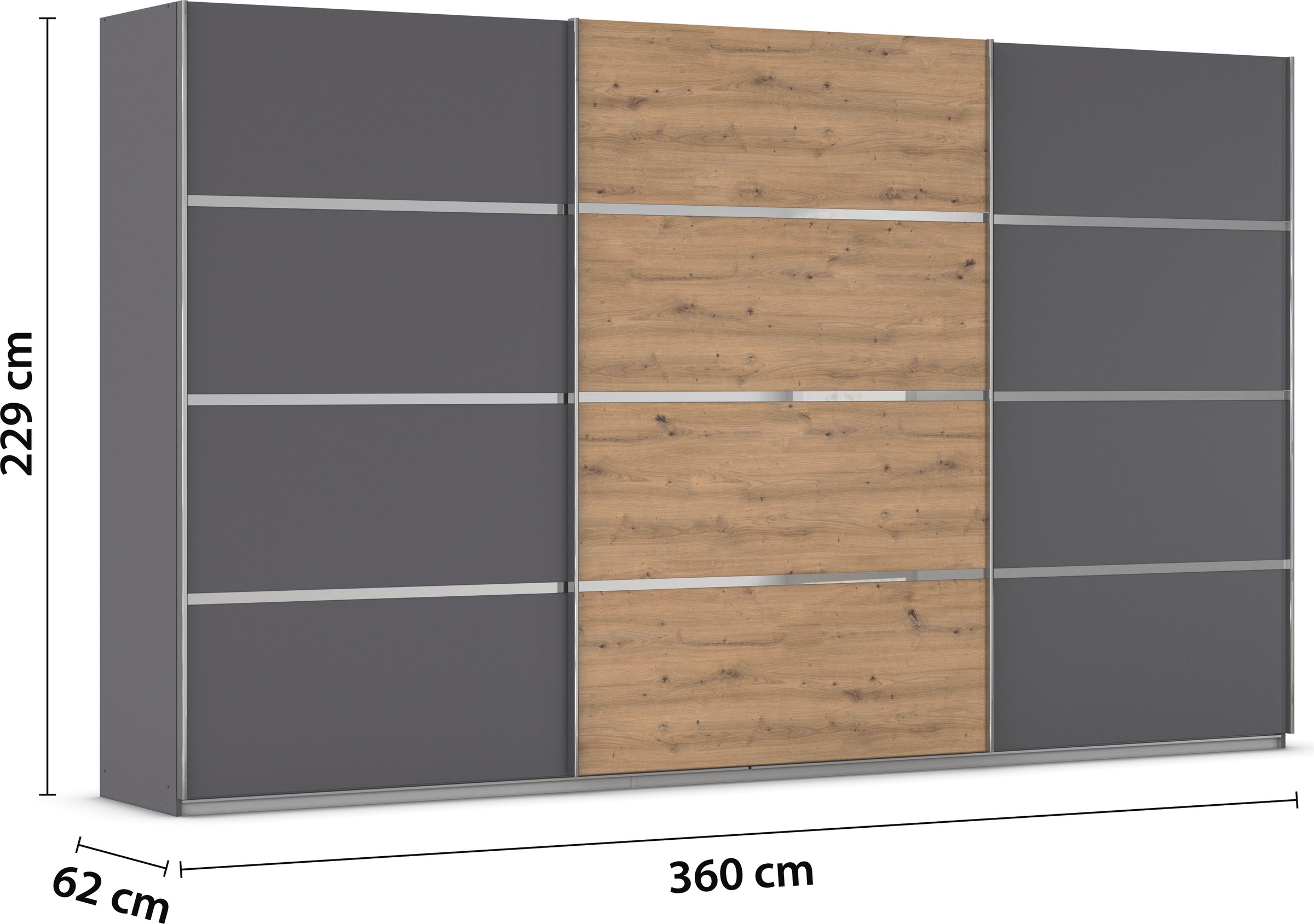 rauch Kleiderschrank »Schwebetürenschrank OTTO´s Choice Garderobe Schrank TOP ANGEBOT Avola«, (in 3 verschiedenen Ausstattungen BASIC/CLASSIC/PREMIUM), mit eleganten Zierleisten in Chrom, Schwarz oder Weiß MADE IN GERMANY