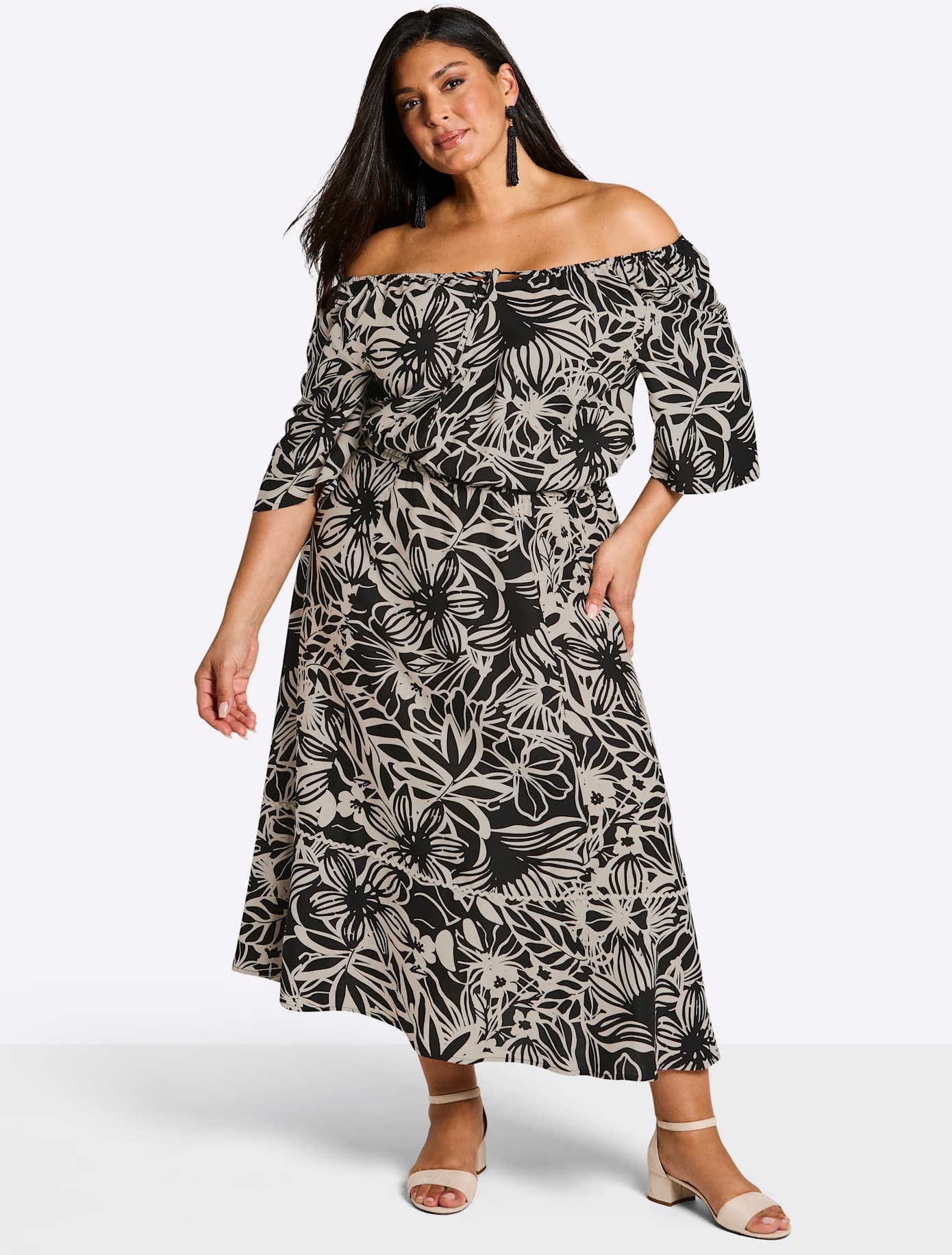 Sheego Maxikleid "Maxikleid" Ohne Taschen