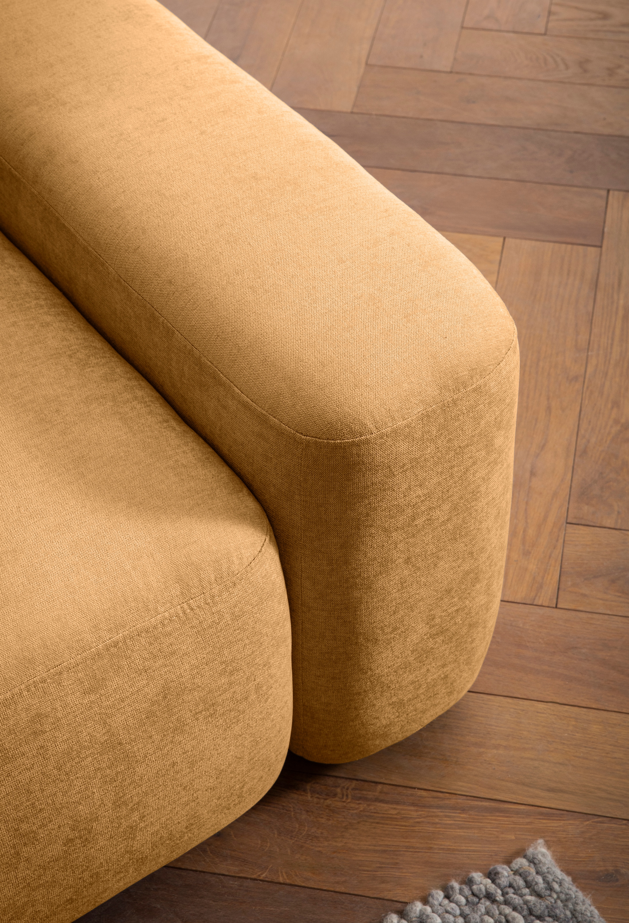 INOSIGN 3-Sitzer »TORGE (257cm), Sofa,Schlafsofa in Cord, Samtvelours, Struktur fein«, rundes Design, Schlaffunktion u. Bettkasten, Liegefläche: 135/200 cm