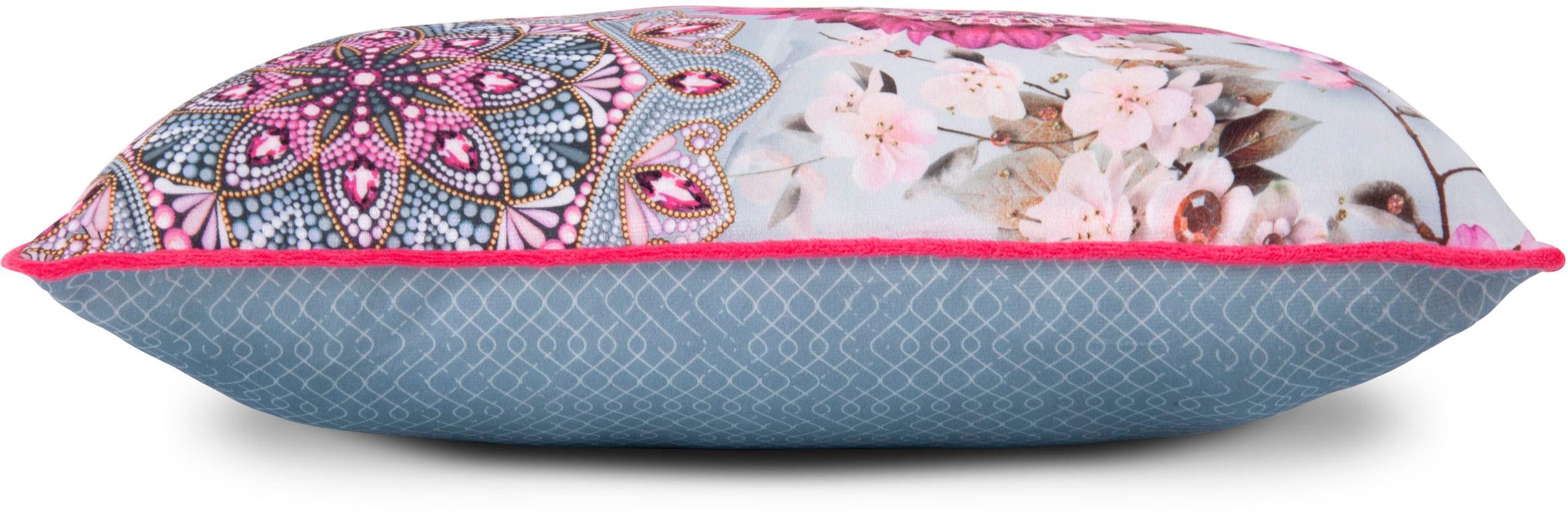 hip Dekokissen »Inaya«, Mit Füllung, 1 Stück, Biese, 30x60, Wendeoptik, Weich, Magnolie, Grau