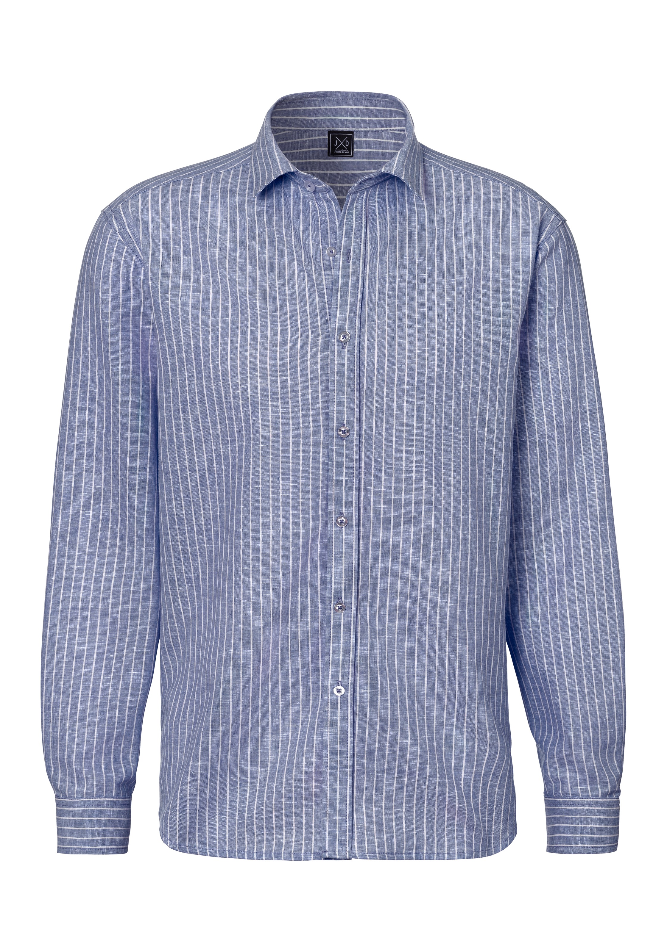 John Devin Langarmhemd "in Leinenoptik,", Streifenhemd aus reiner Baumwolle günstig online kaufen
