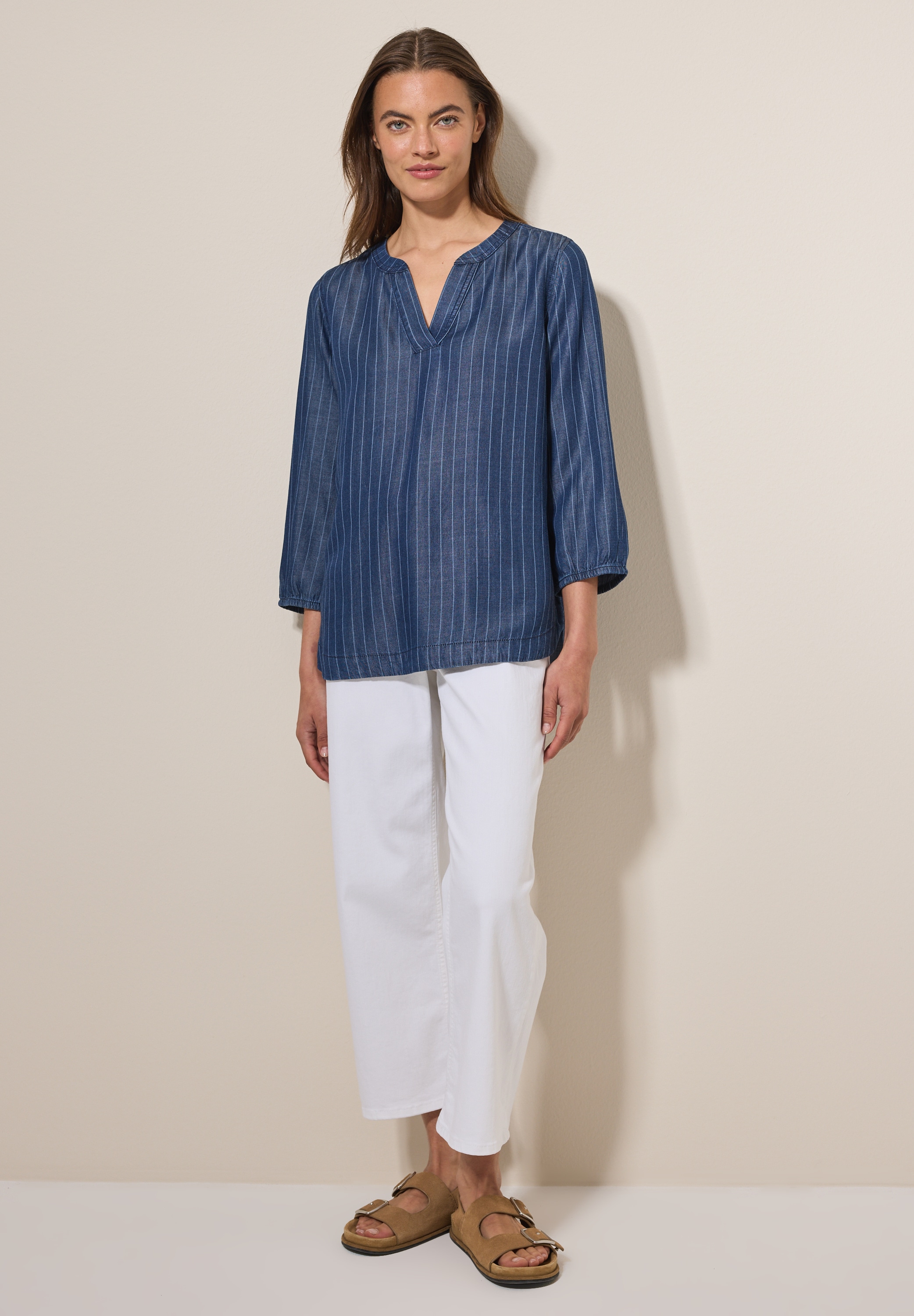 Thumbnail - Cecil Jeansbluse mit 3/4 Ärmeln