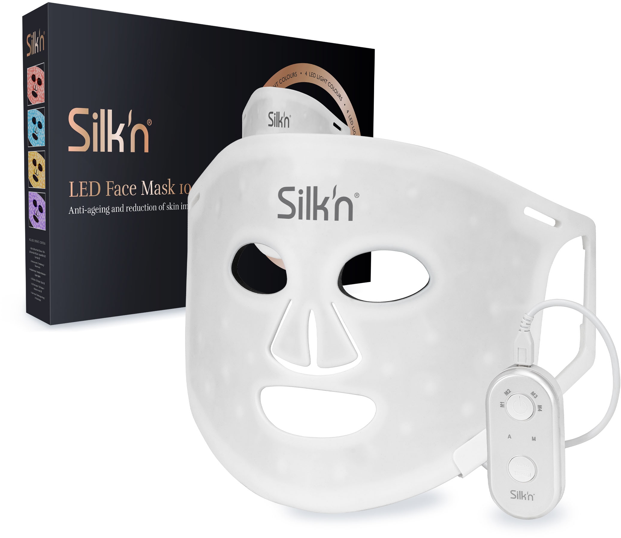 SILK'N LED-Gesichtsmaske "LED Face Mask 100", weiß, Kunststoff, B:19,8cm L:38,3cm, Lichttherapiegeräte, Hautverbesserung mit LED-Lichttherapie