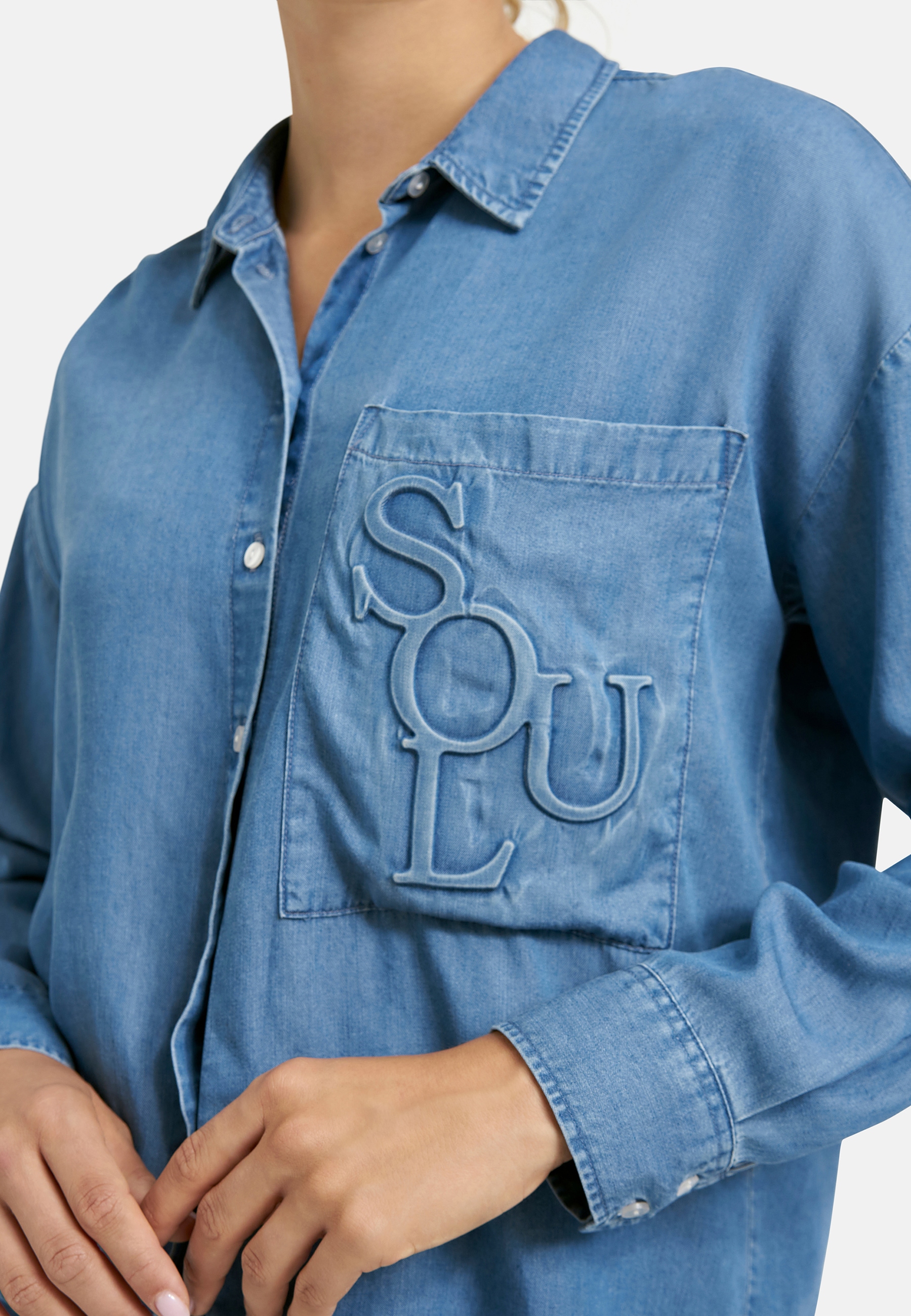 Smith & Soul Langarmbluse mit Kellerfalte am Rücken