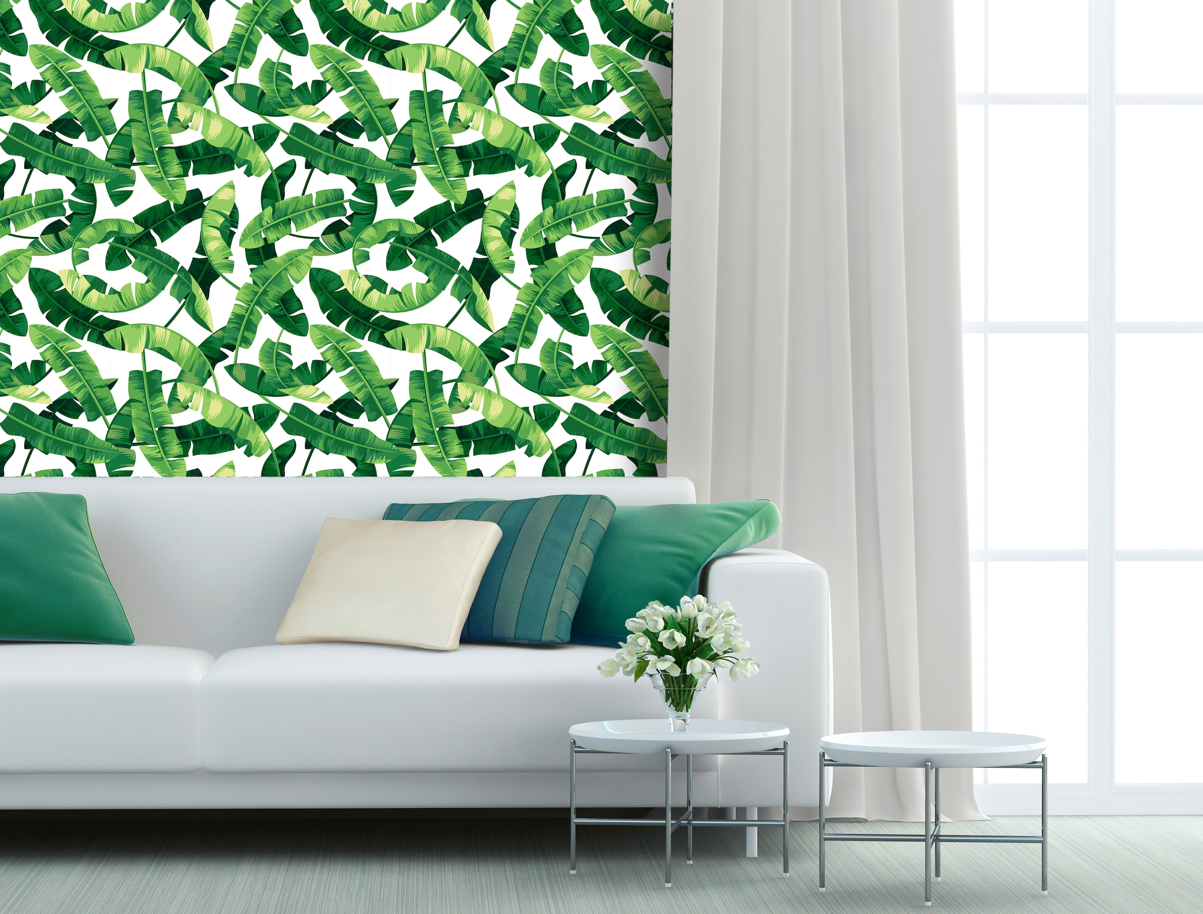 queence Vinyltapete »Oungi«, bedruckt-Motiv-botanisch-floral-gemustert-natürlich, 90x250cm, selbstklebend, kinderleichte Anbringung, Sticker