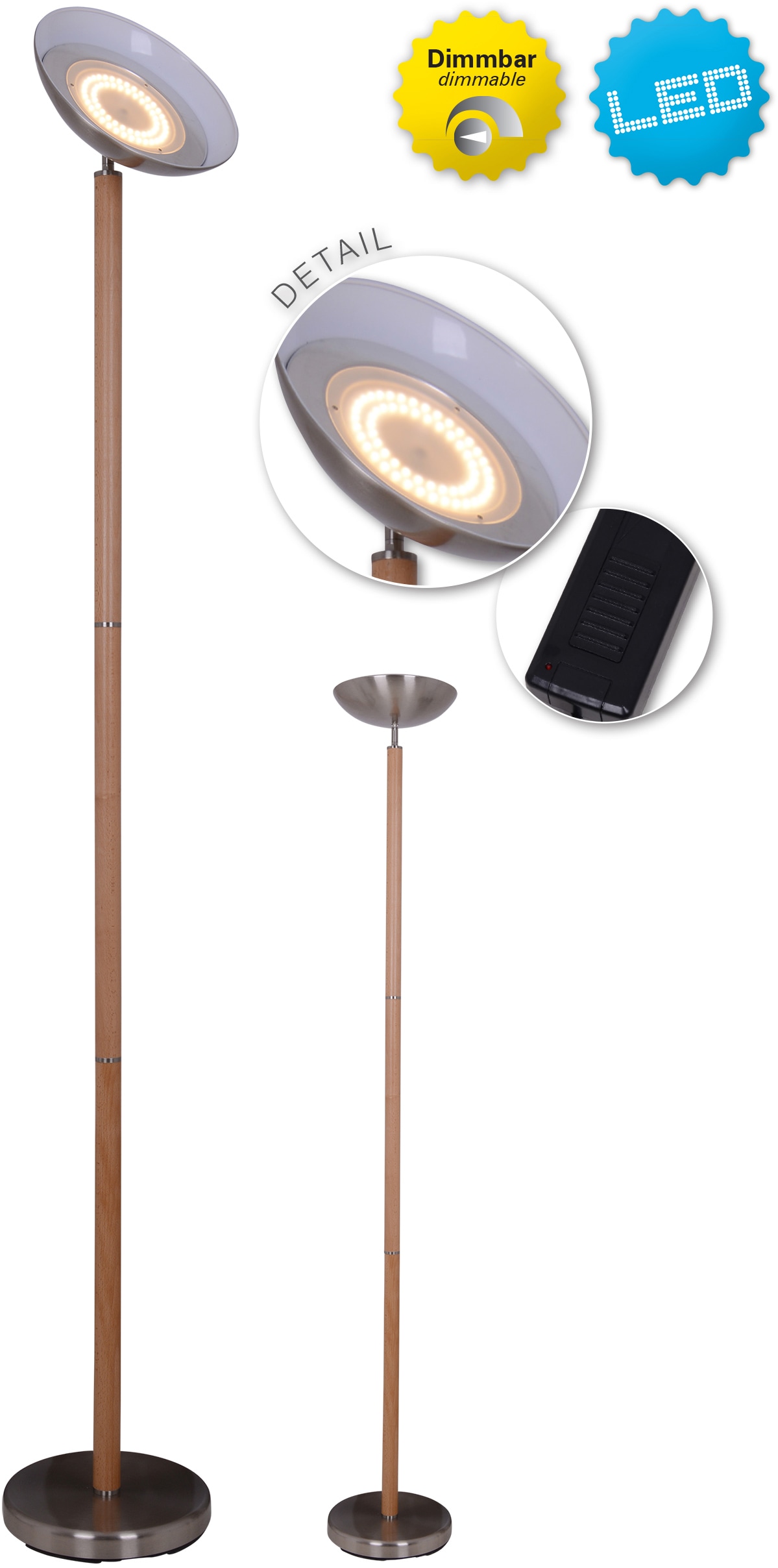 LED Stehlampe »Matilda«, 1 flammig, Höhe 192cm Buchenholz Zuleitung schwarz mit...