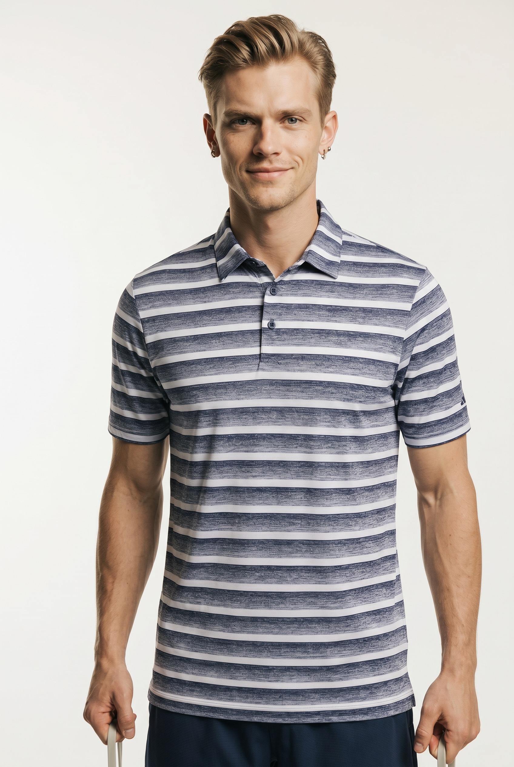 adidas Performance Poloshirt »TWO-COLOR STRIPED« klassischer Stil, mit Allover-Print, aus Pikeematerial