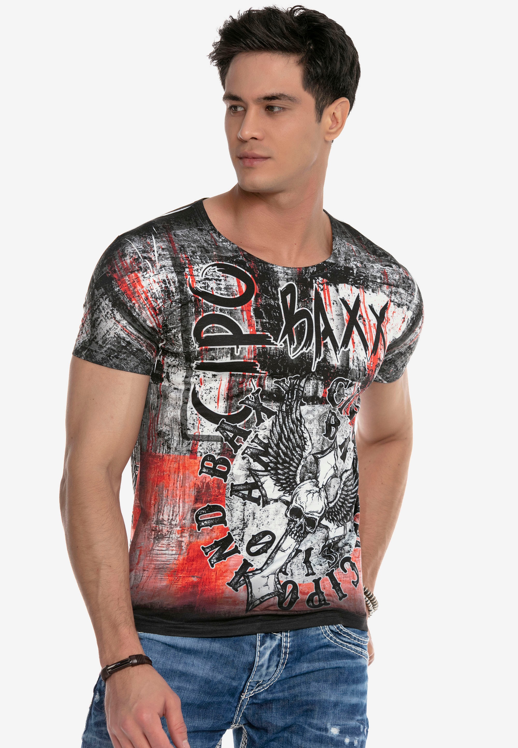 Cipo & Baxx T-Shirt mit coolem Markenprint