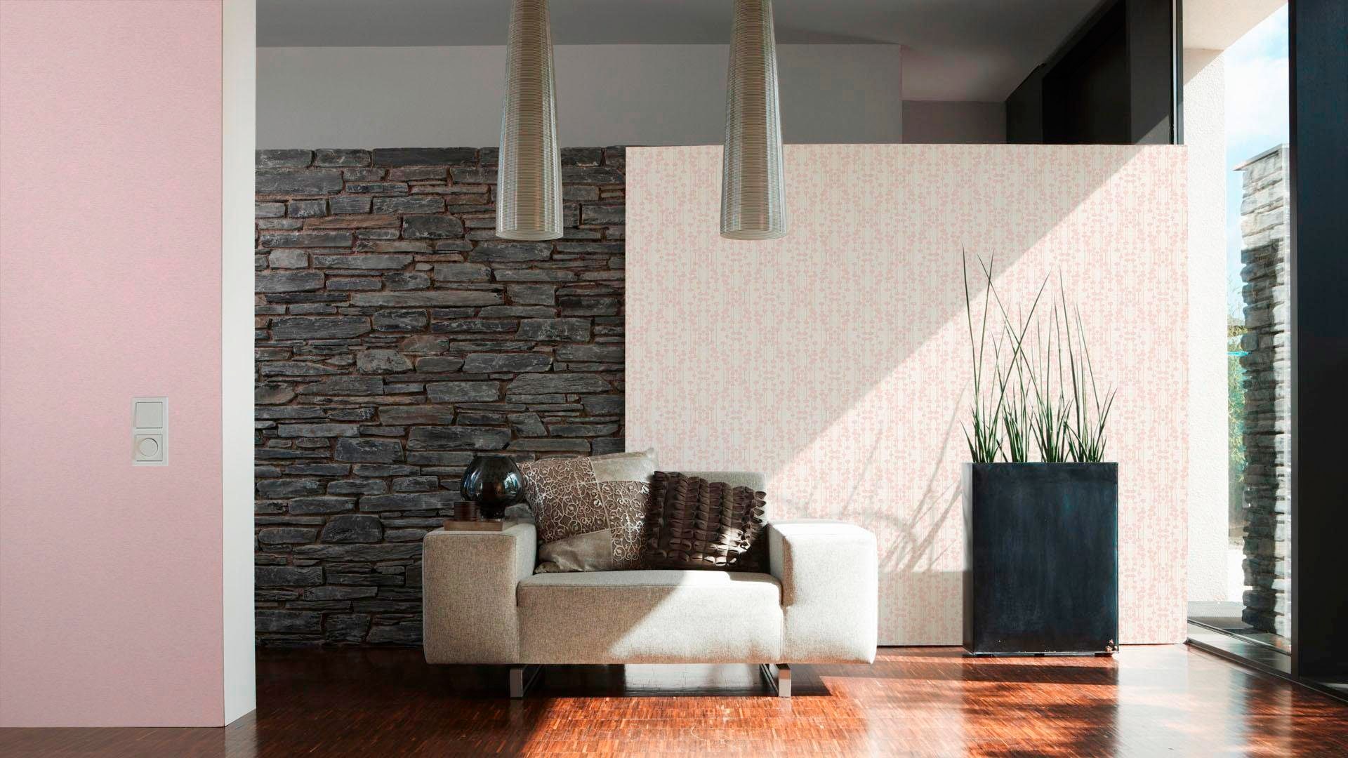 living walls Vliestapete »Life«, uni-unifarben-einfarbig-Strukturmuster, Tapete einfarbig Metallic Tapeten Wohnzimmer Schlafzimmer Küche Flur