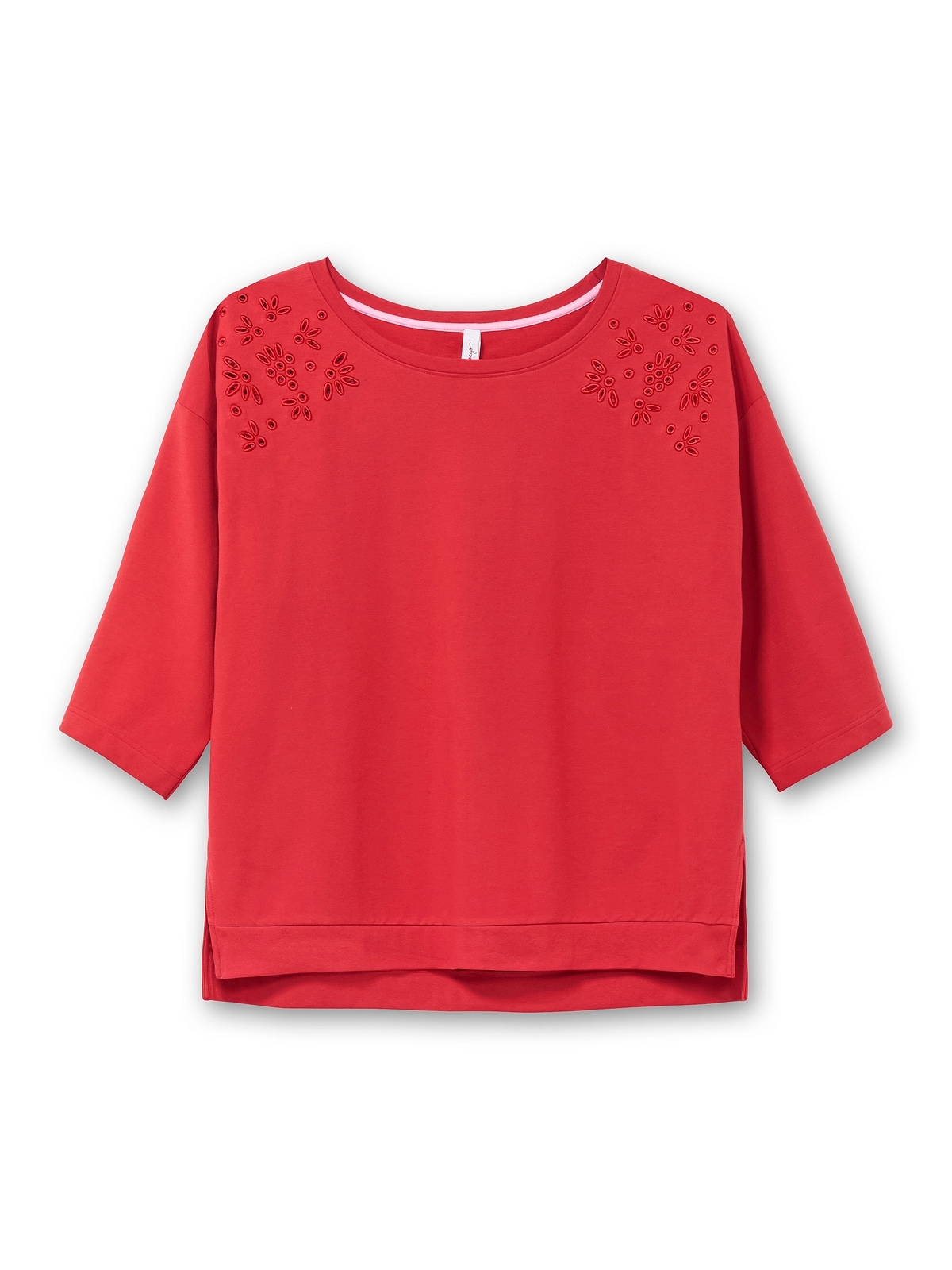Sheego Sweatshirt »Große Größen«, mit Lochstickerei und 3/4-Ärmeln