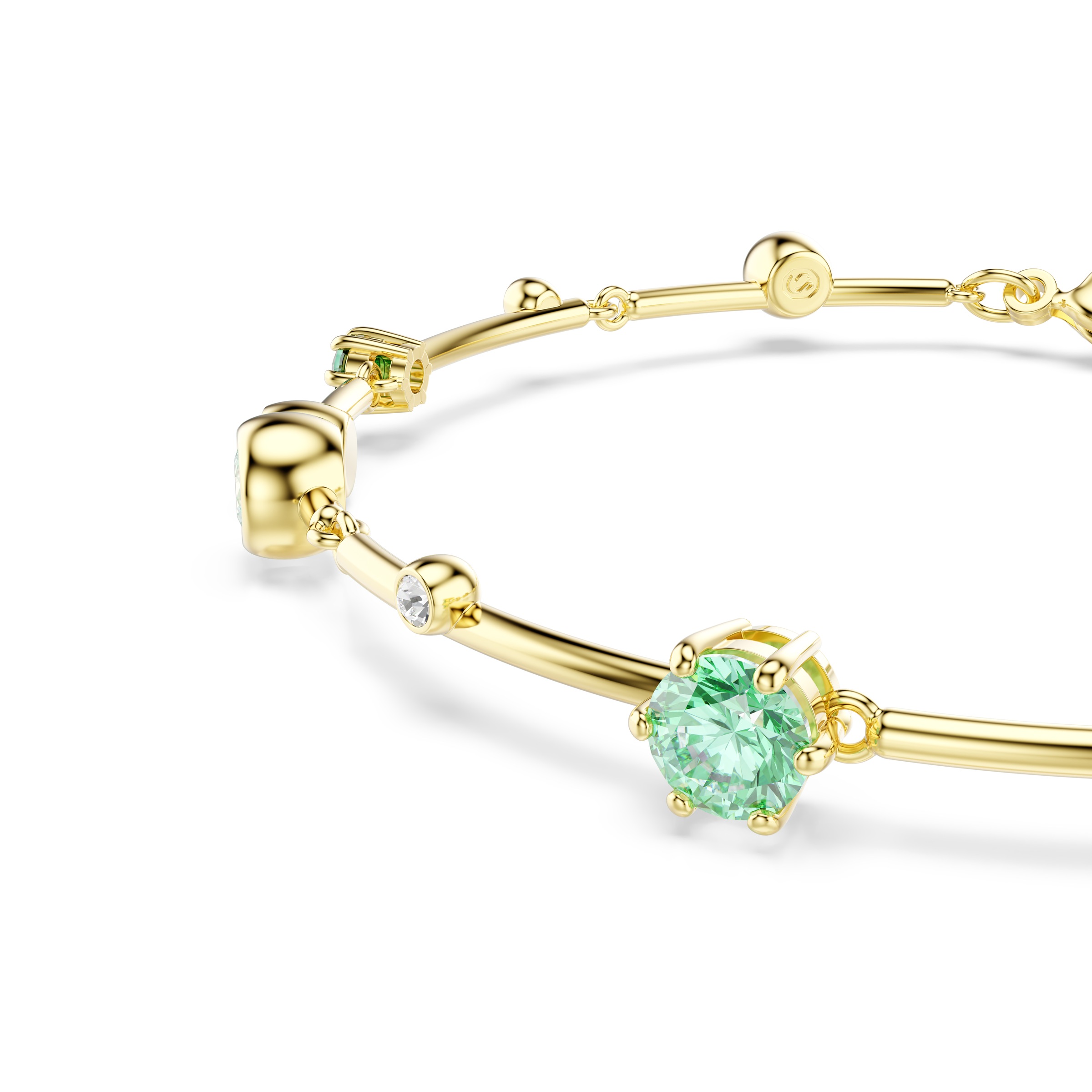 Armkette SWAROVSKI "Schmuck Geschenk Constella Armband", bunt (gelbgoldfarben, kristallweiß, grün, kristallweiß, grün), Armbänder, Damen, Metall, Armkette, mit Swarovski Kristall, Zirkonia (synth.) 4
