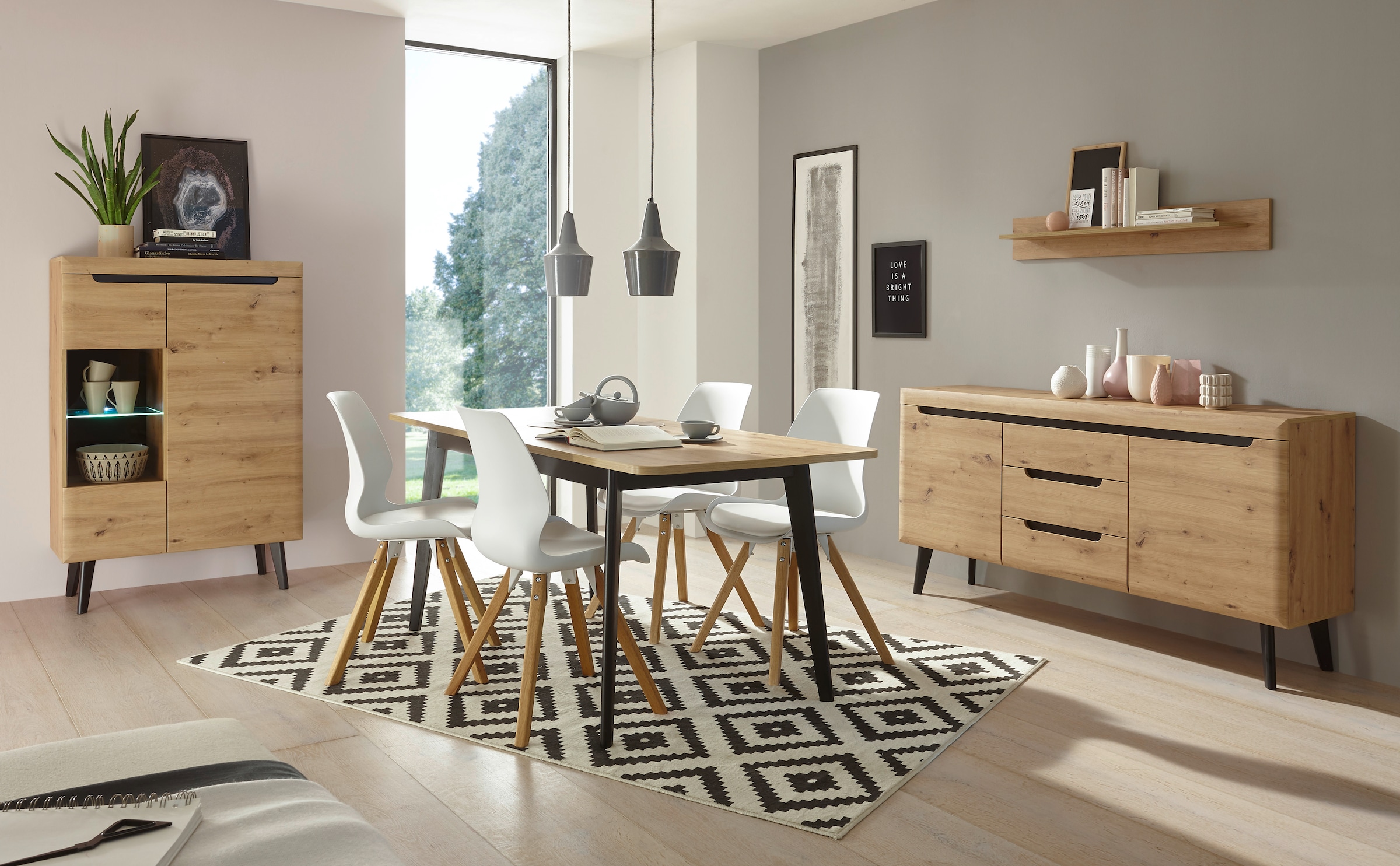 INOSIGN Sideboard »Torge, Anrichte, Kommode, Schubladenschrank«, (1 St.), abgeschrägte Füße, drei Farben, Scandi Design, 160 cm breit
