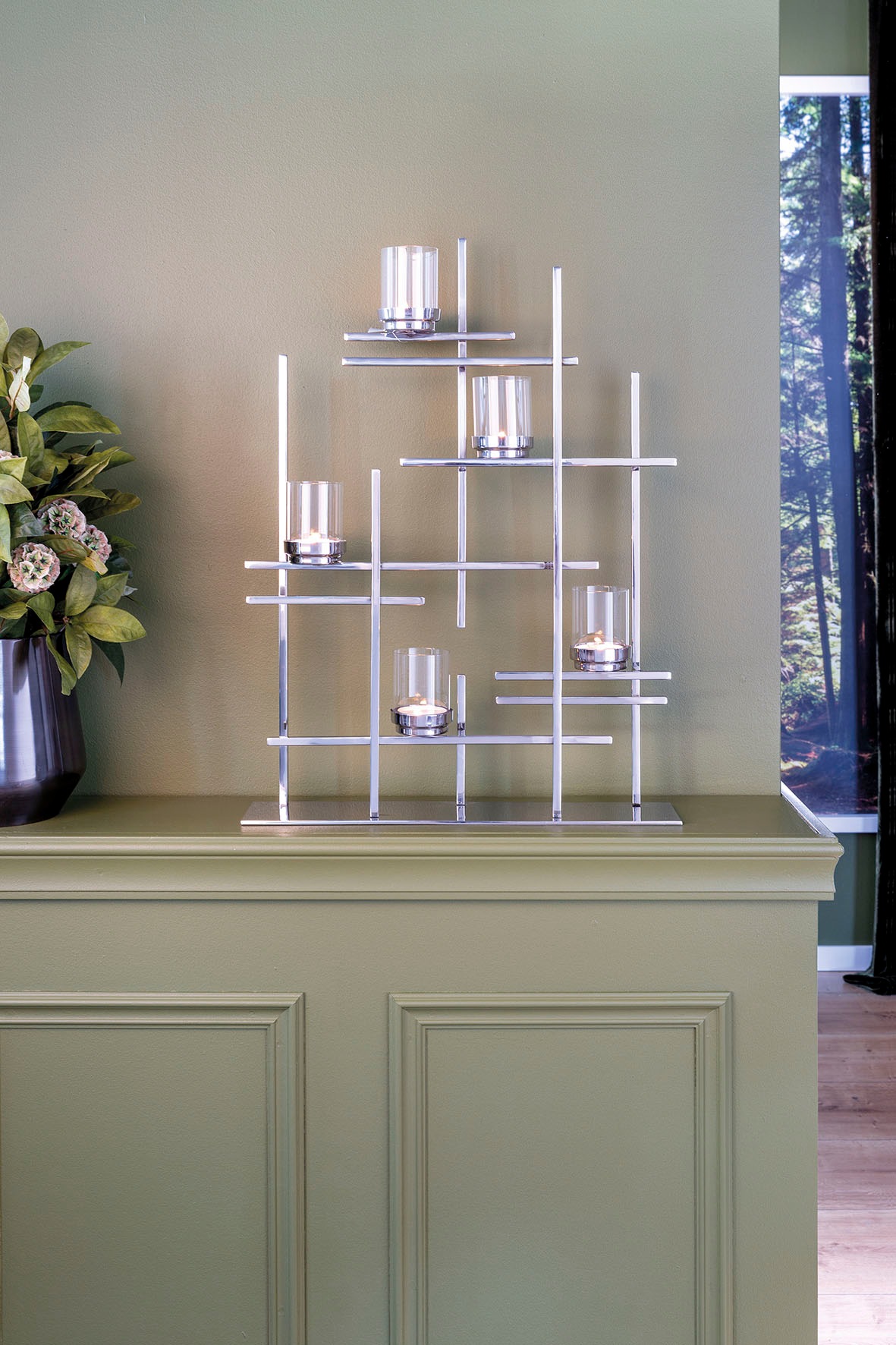 Fink Teelichthalter "PALADIN" Dekoleuchter, 5-flammig, aus Edelstahl, Höhe günstig online kaufen