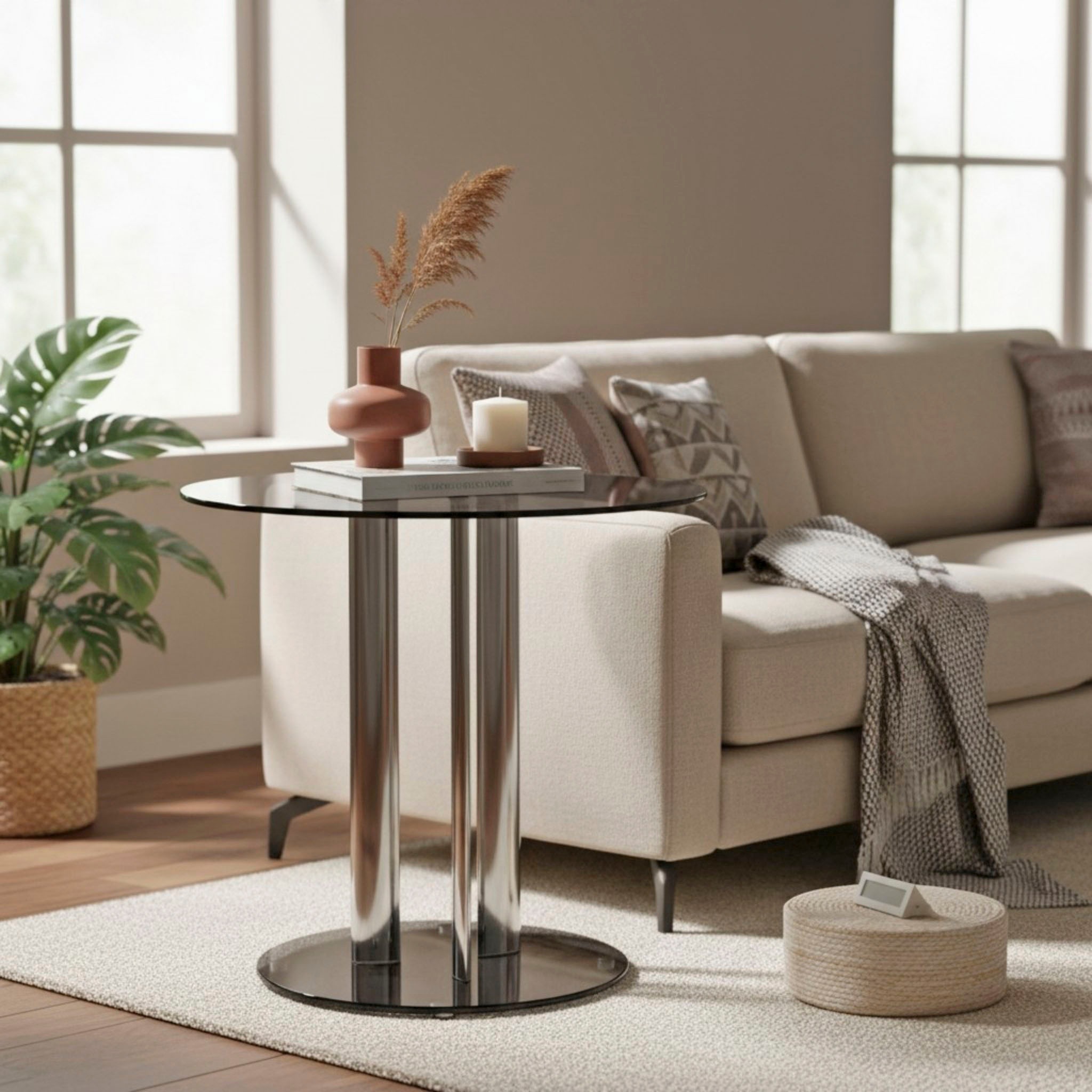 HAKU Beistelltisch »Sofatisch, Wohnzimmertisch« 1 Stk. tlg. rund - aus Metall Silber - Ø/H 59/57 cm