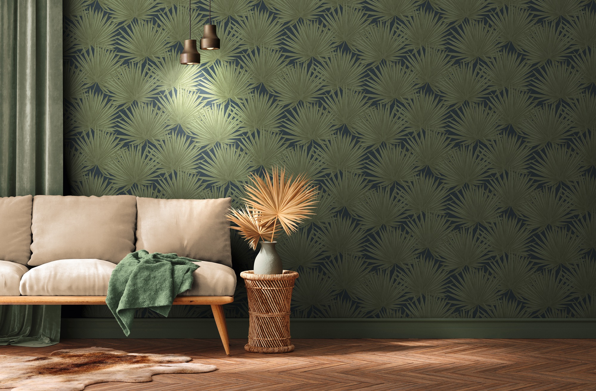 A.S. Création Vliestapete »Antigua Tapete mit Palmenblätter«, matt-gemustert-neutral, Tapete Floral Tapeten Wohnzimmer Schlafzimmer Küche modern Flur Design