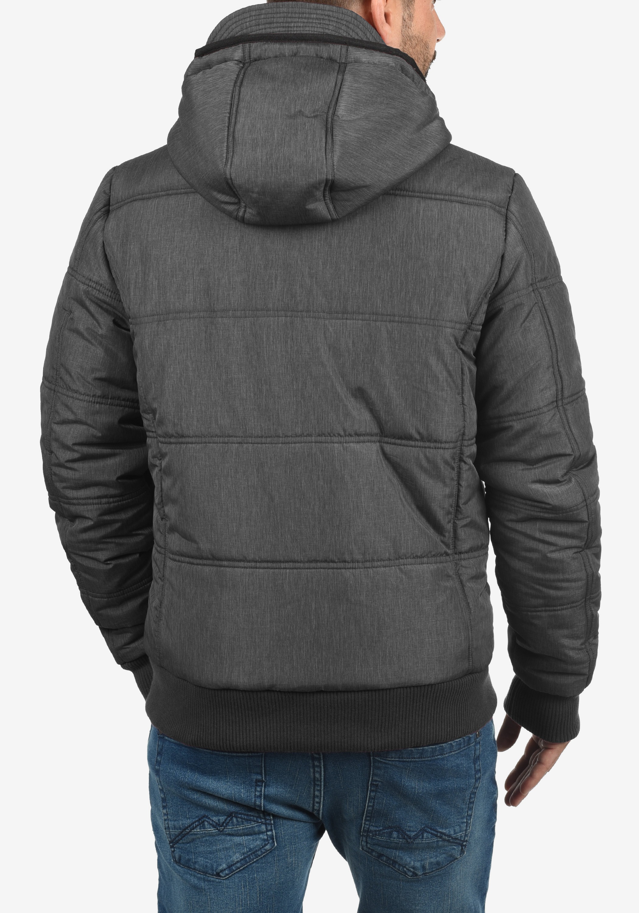 Steppjacke BLEND "BHBoris", Herren, Gr. L, granite teddy, Fleece, 65% Nylon, 35% Polyester, regular fit, ohne Ausschnitt, eingesetzt Rippbündchen, Jacken Steppjacke, Winterjacke mit abnehmbarer Kapuze und Teddyfutter 6