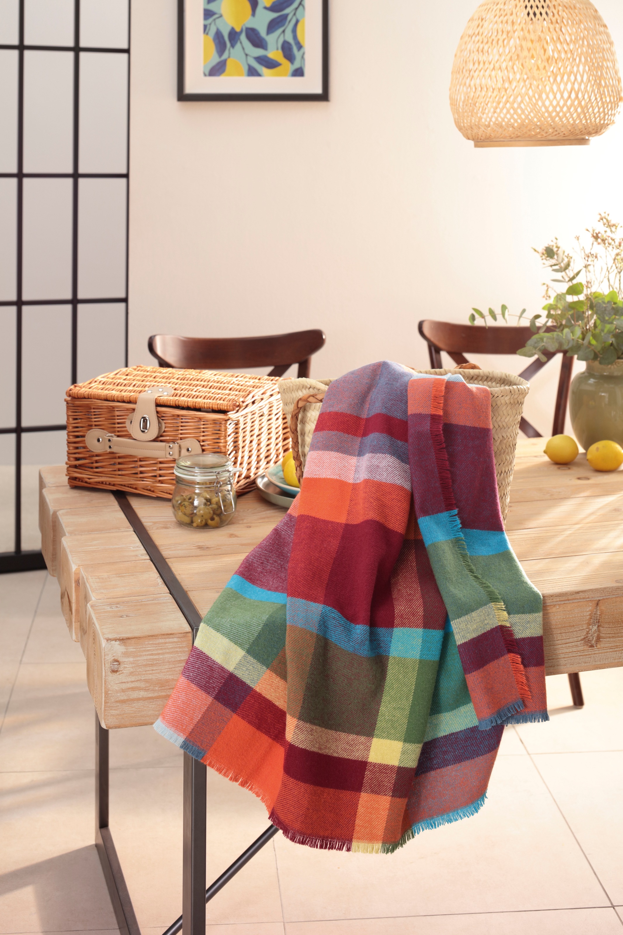 Biederlack Plaid »Colourist«, mit Fransen, besonders leicht und kuschelig
