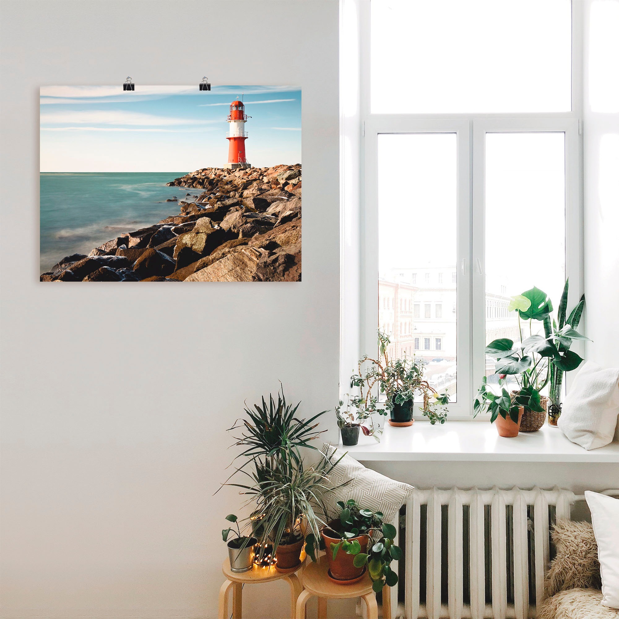Artland Wandbild »Mole in Warnemünde II«, Gebäude, (1 St.), als Leinwandbild, Wandaufkleber oder Poster in versch. Größen